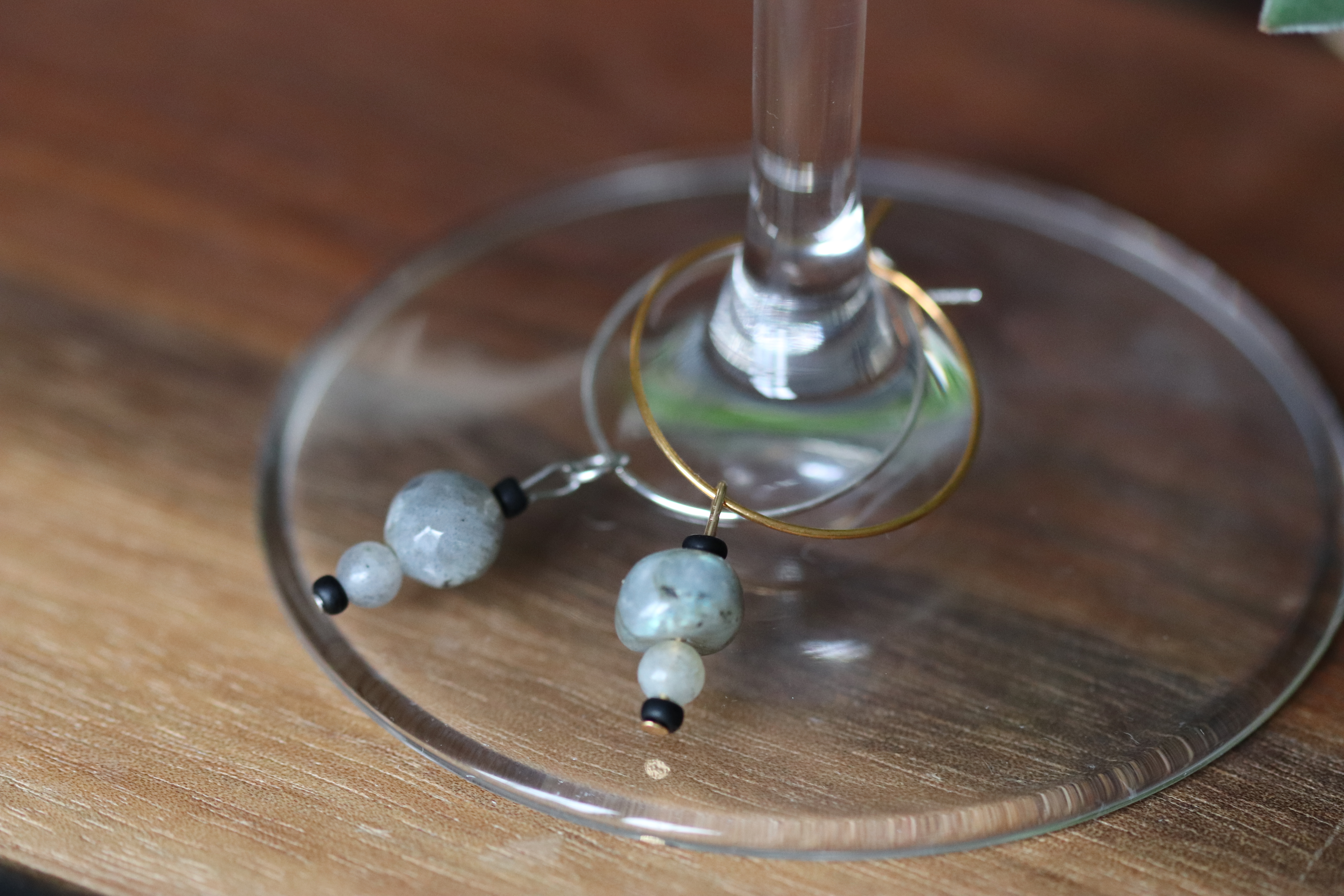 Grey Labradorite Wine Glass Charm called "Overlooked"