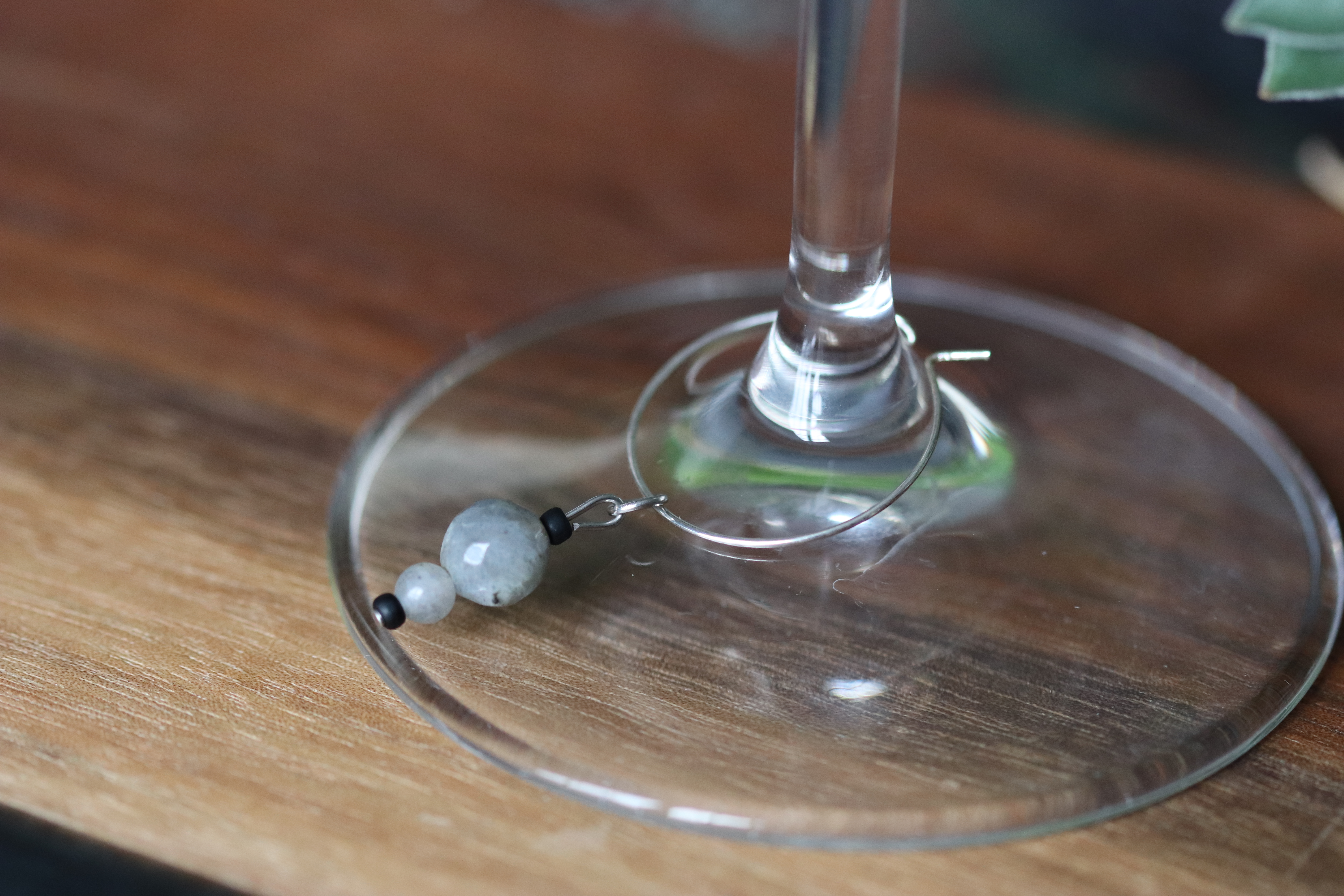 Grey Labradorite Wine Glass Charm called "Overlooked"