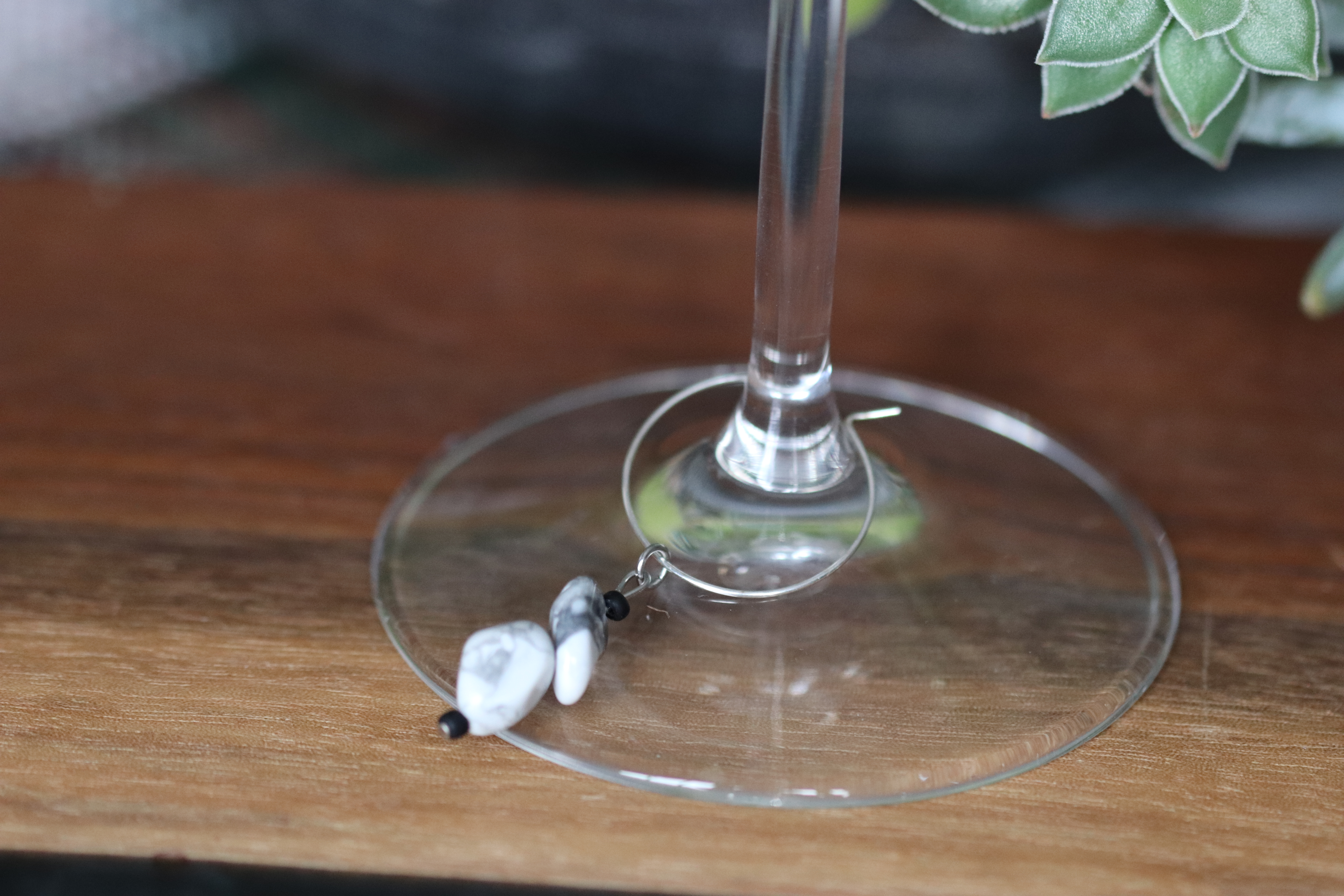 Elegant Grey and White Marble Style Wine Charm called "Gathering by the Island"