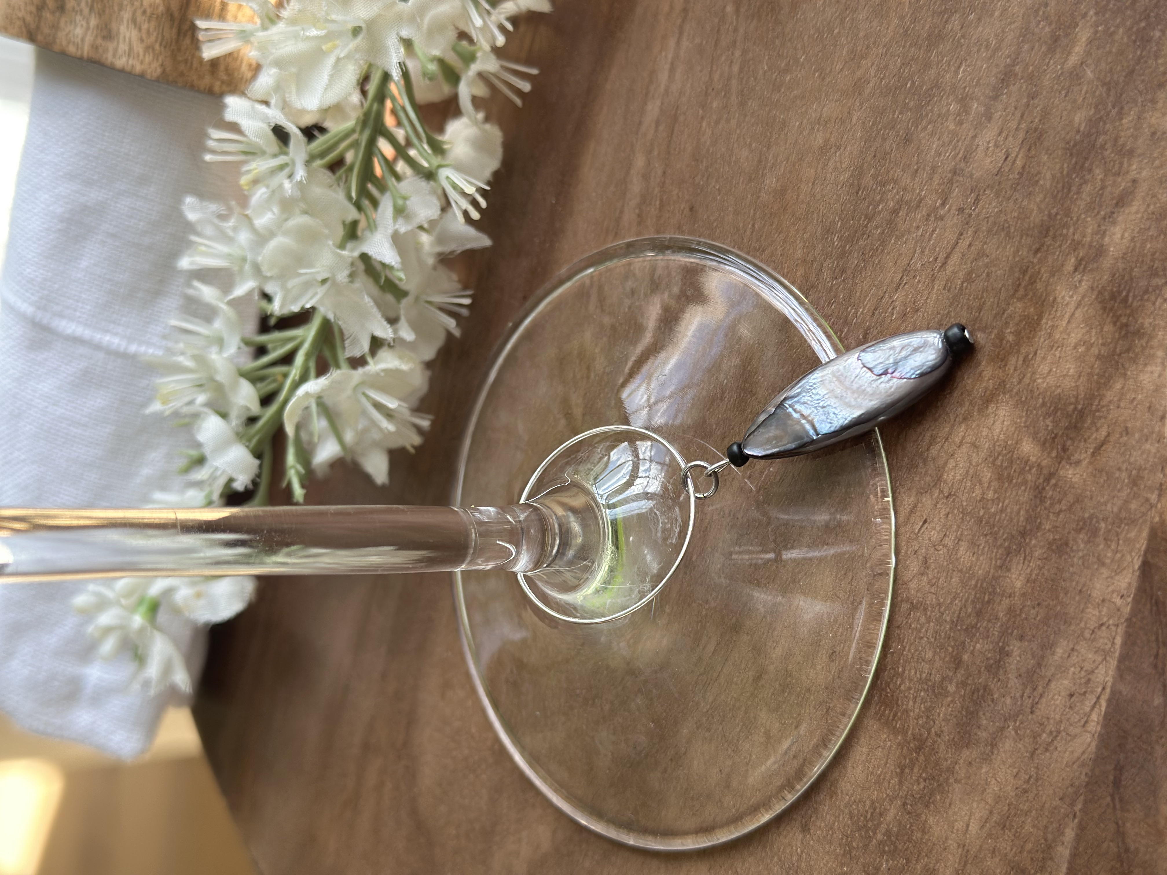 Shimmery Brown and Grey Wine Charm called "Kayak"