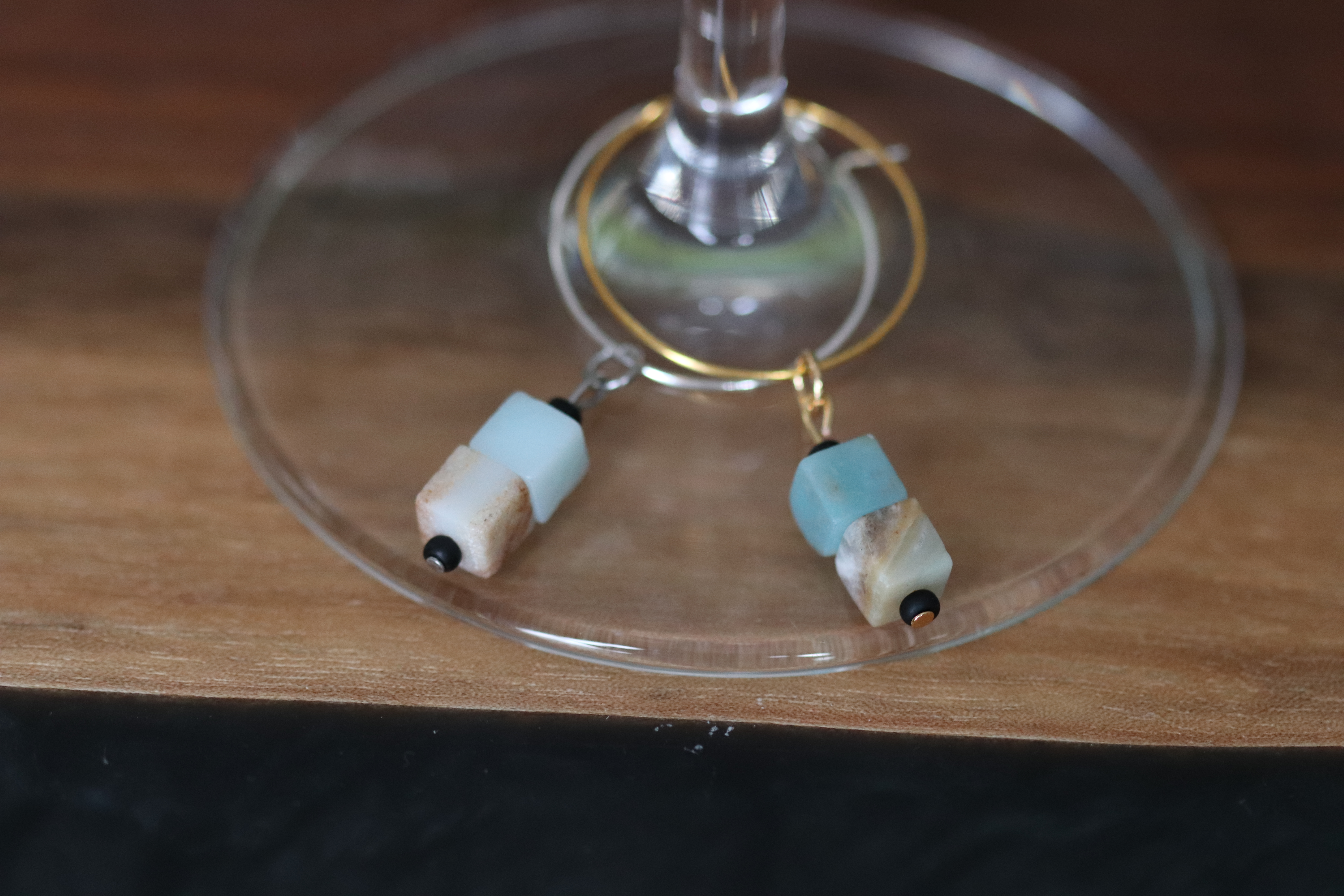 Elegant Amazonite Wine Charms called "Building Blocks"