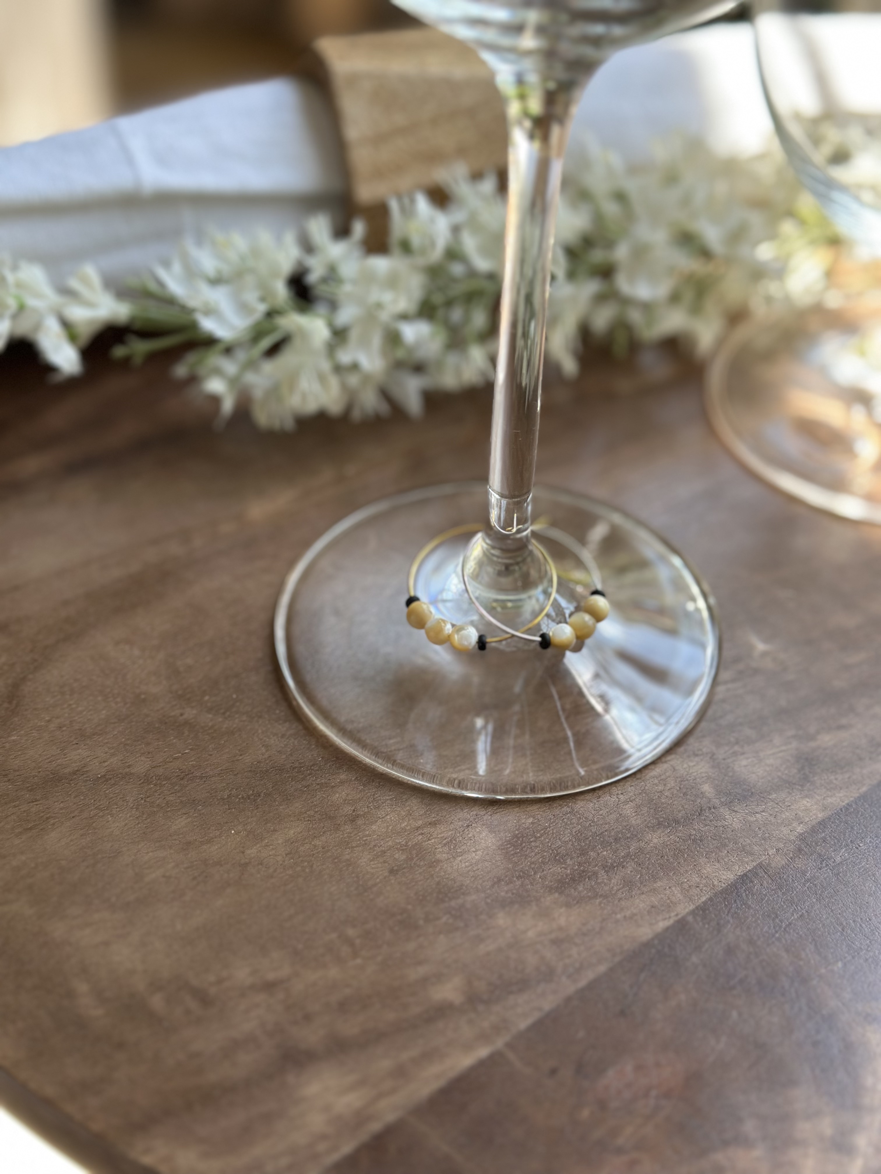 Light Brown and White Ivory Shell Wine Charm called "Cappuccino"