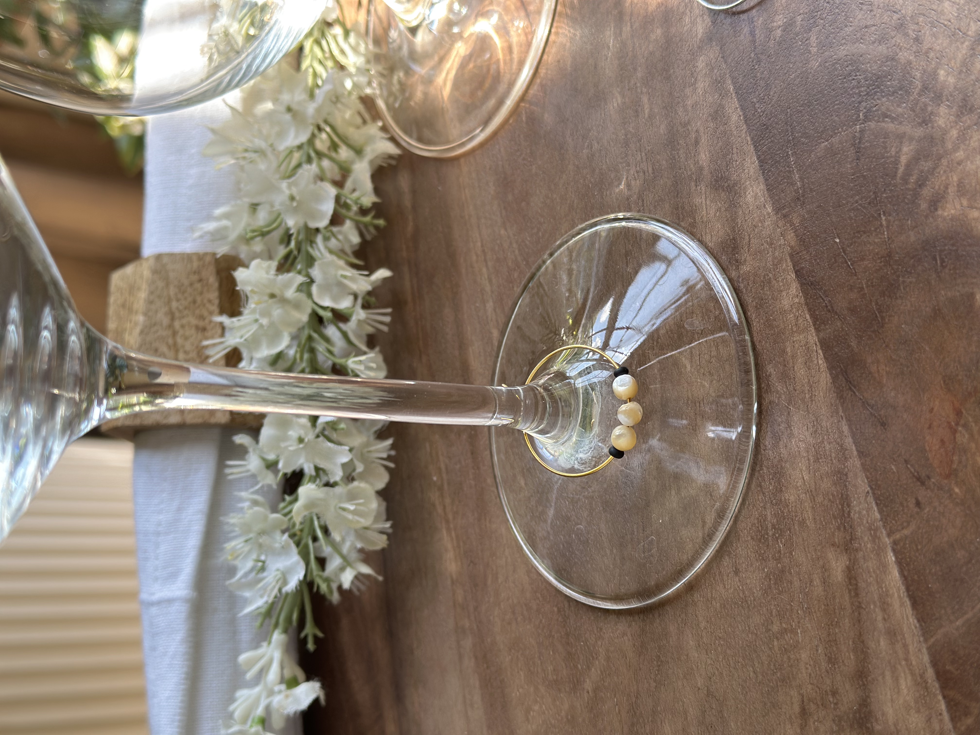 Light Brown and White Ivory Shell Wine Charm called "Cappuccino"