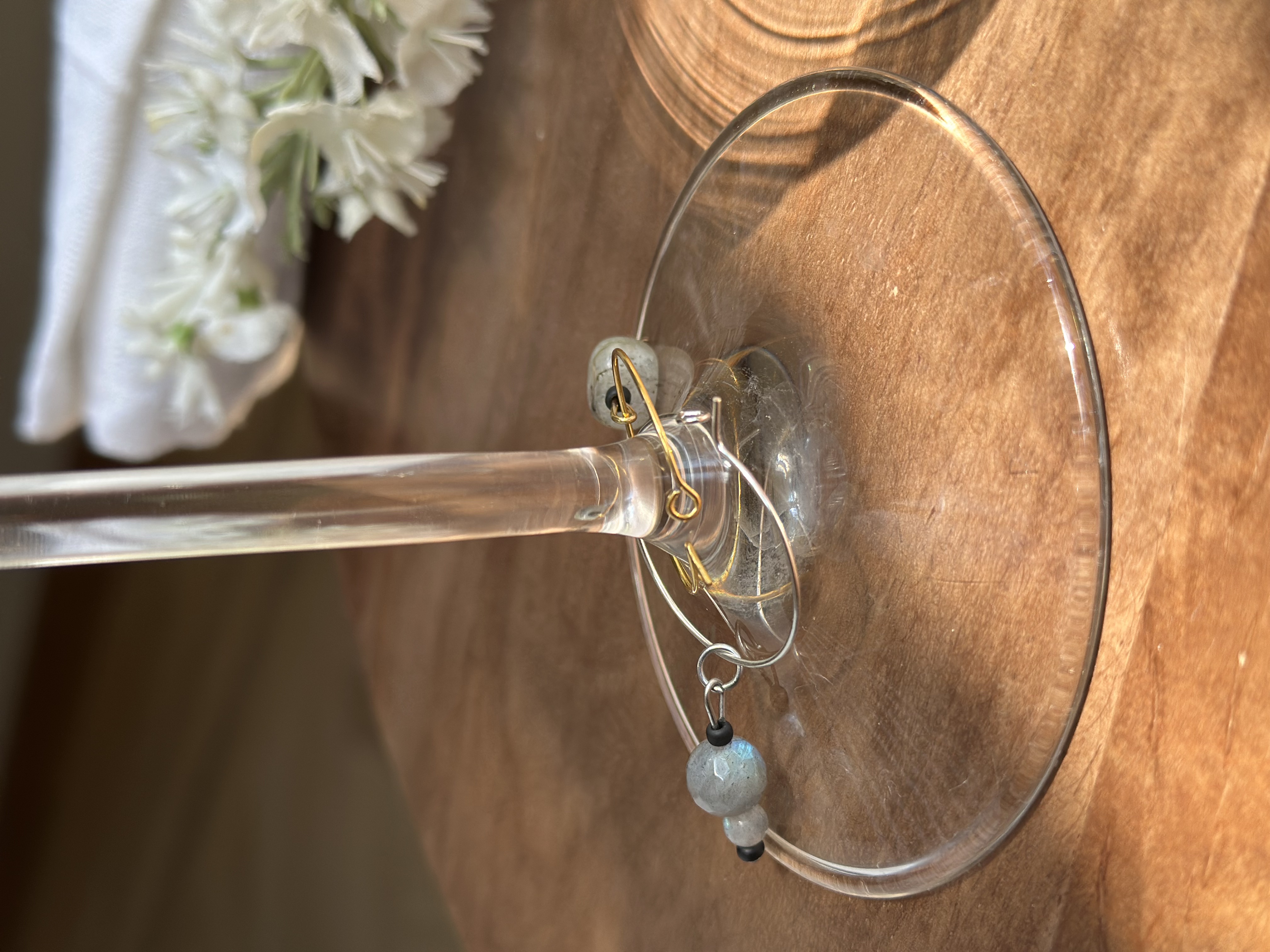 Grey Labradorite Wine Glass Charm called "Overlooked"