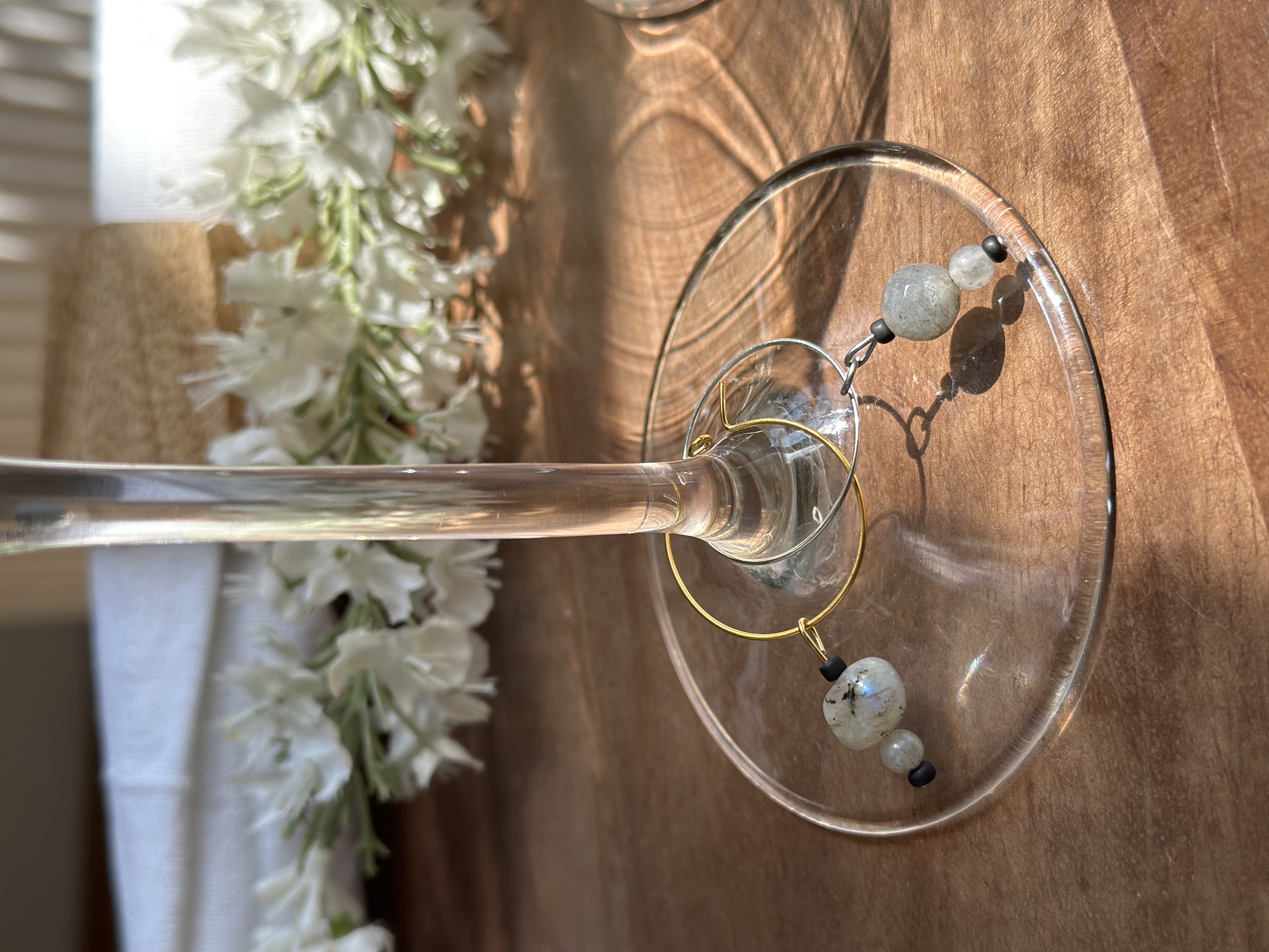 Grey Labradorite Wine Glass Charm called "Overlooked"