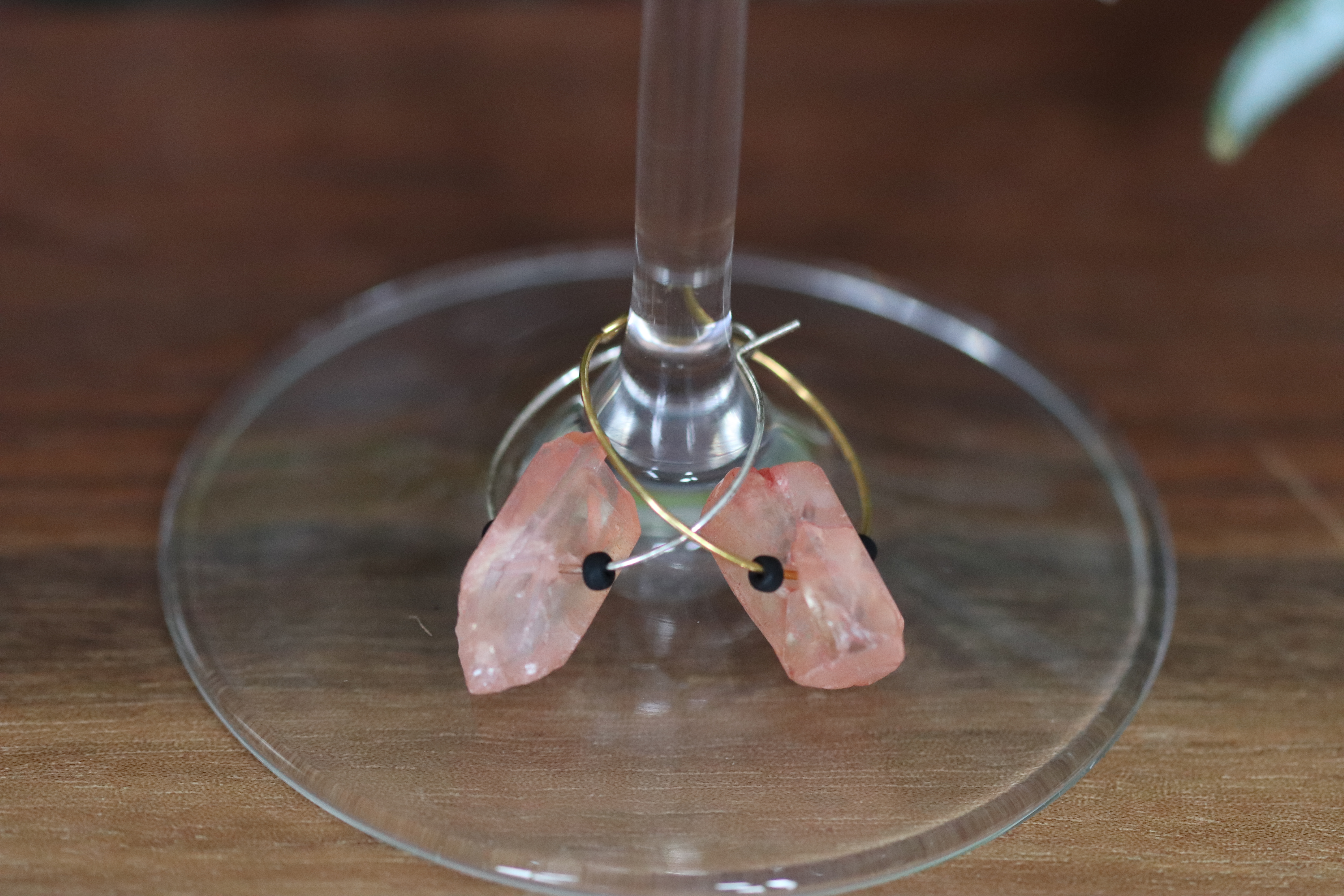 Peach Quartz Wine Glass Charm called "Pretty in Peach"