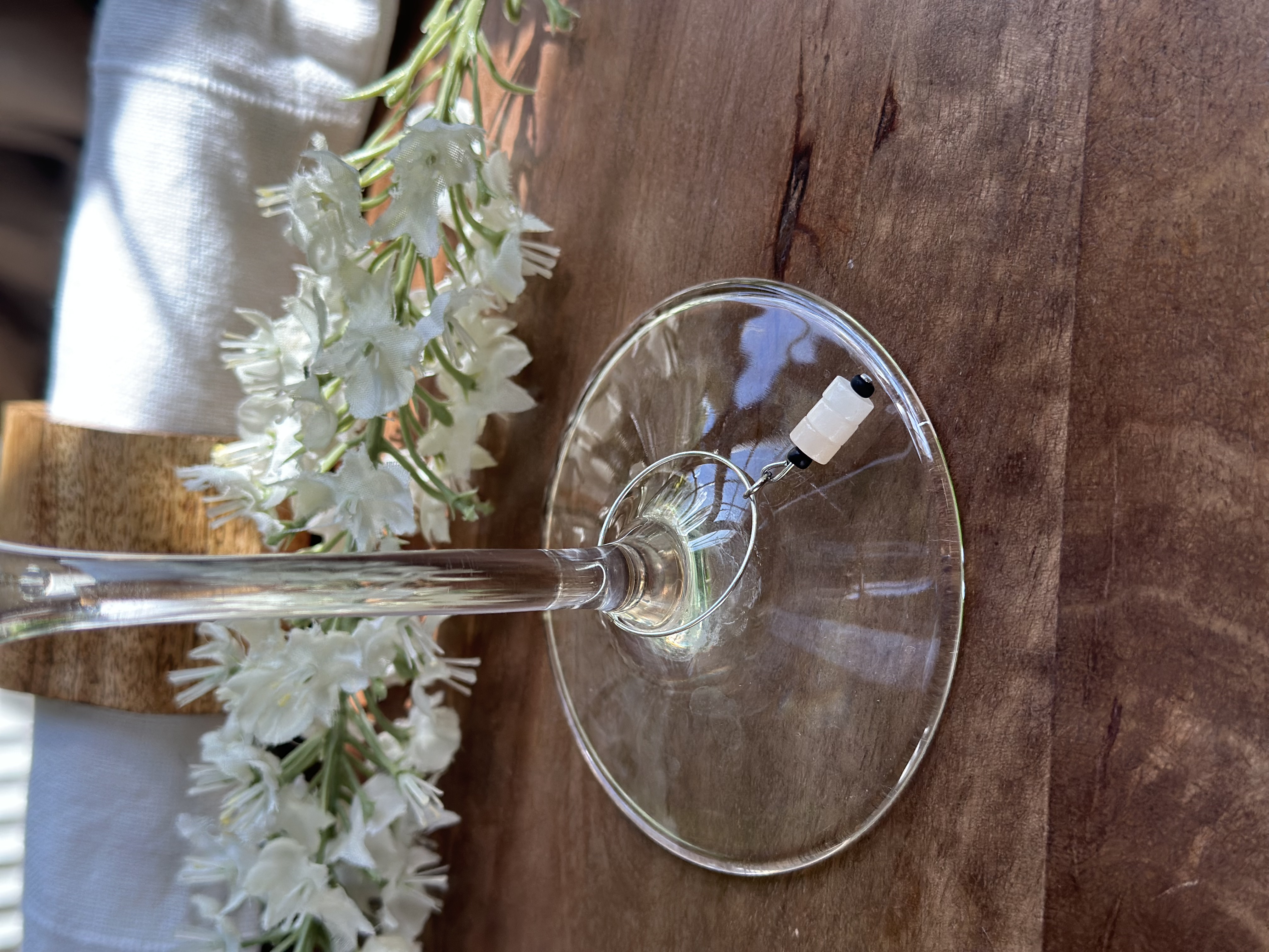 Sunstone Peach and White Wine Charm called "White Peach Afternoon"