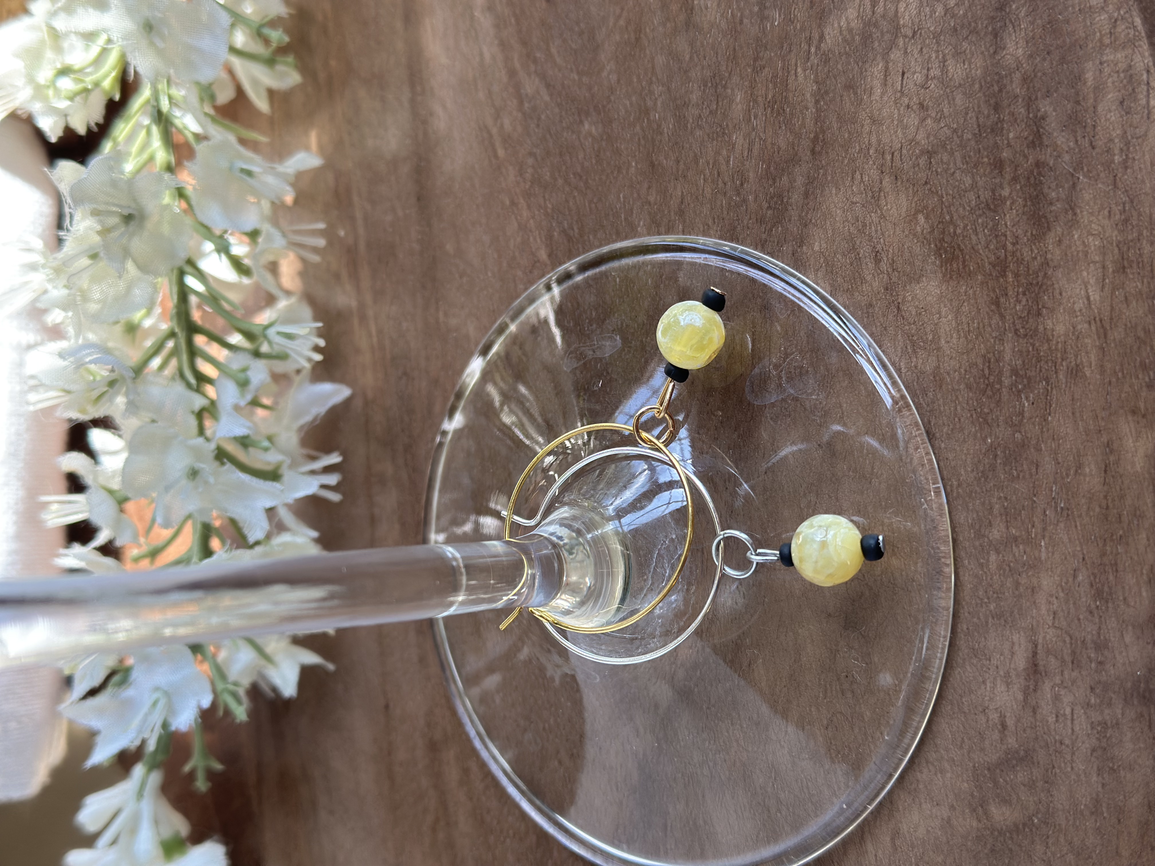 Chic Yellow Wine Glass Charms called "Limoncello"