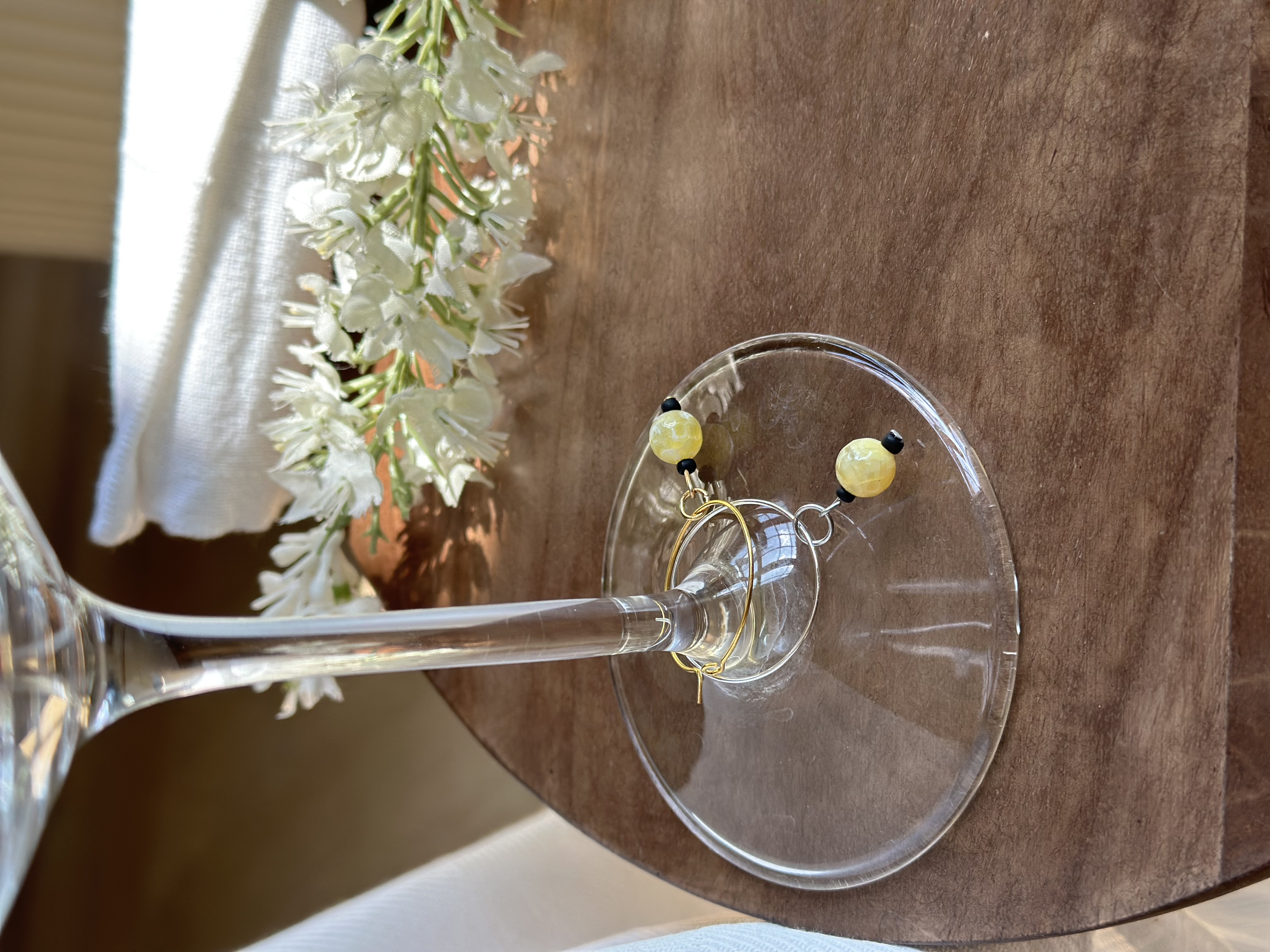 Chic Yellow Wine Glass Charms called "Limoncello"