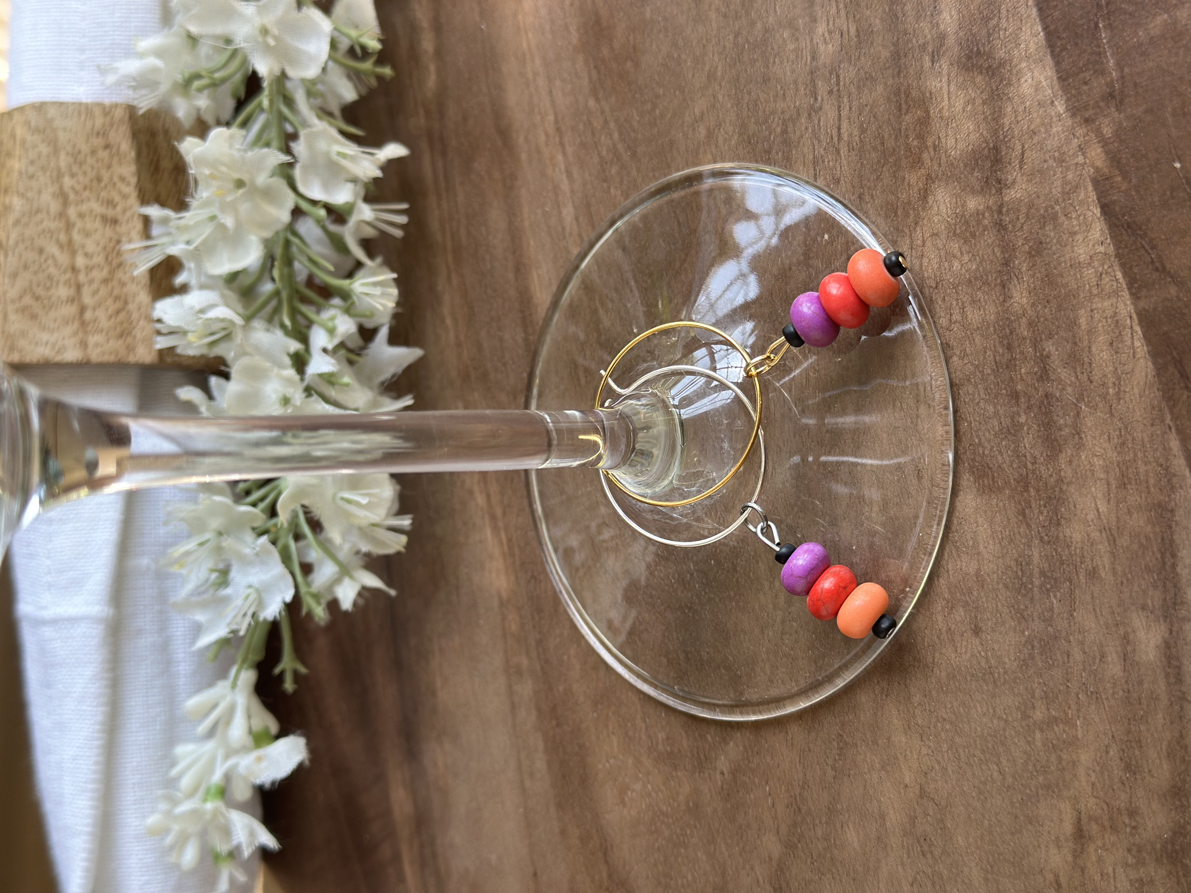 Colorful Purple, Red and Orange Wine Charm called "Scittles"