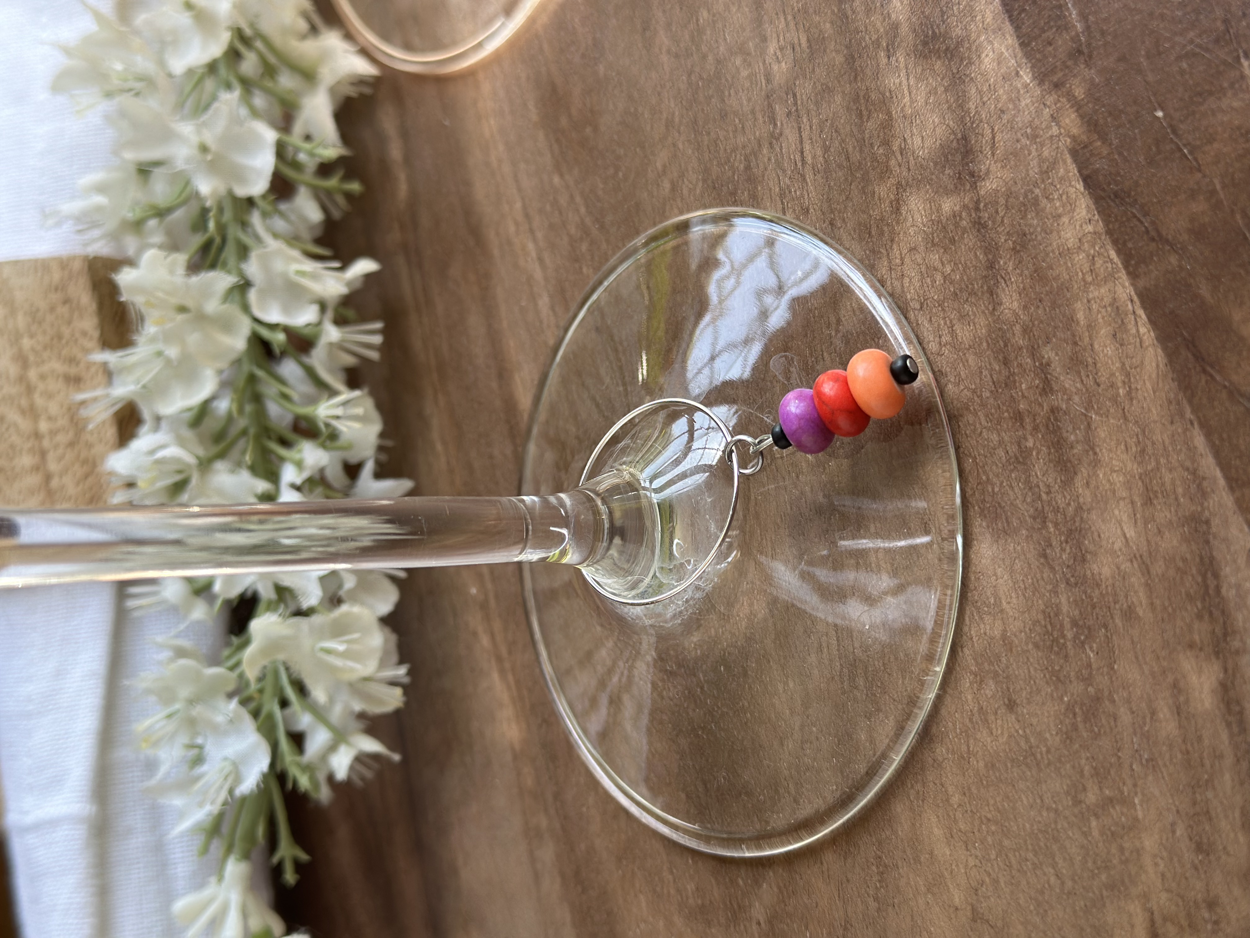 Colorful Purple, Red and Orange Wine Charm called "Scittles"
