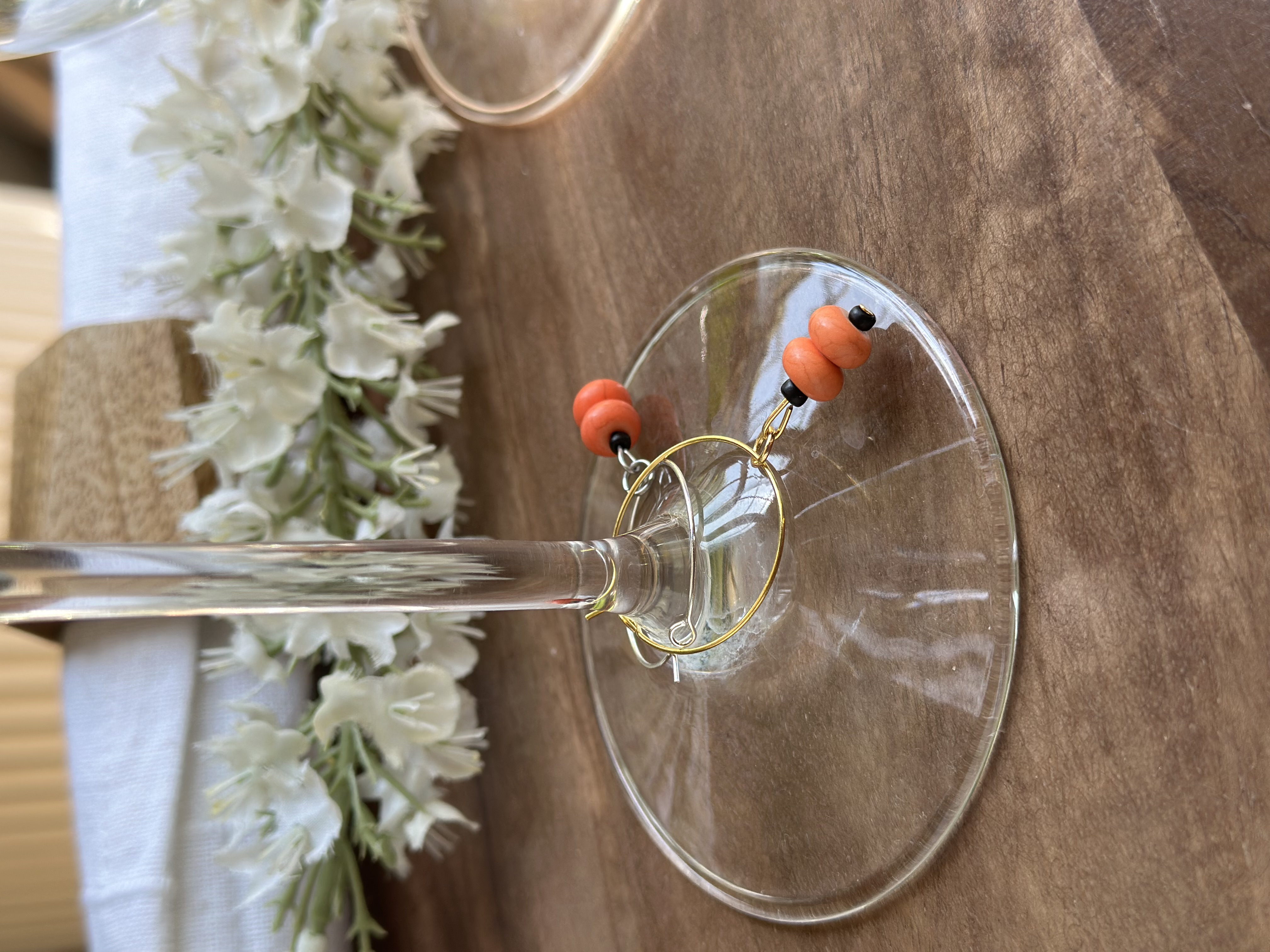 Bright Orange Wagnerite Wine Charms called "Cuties"