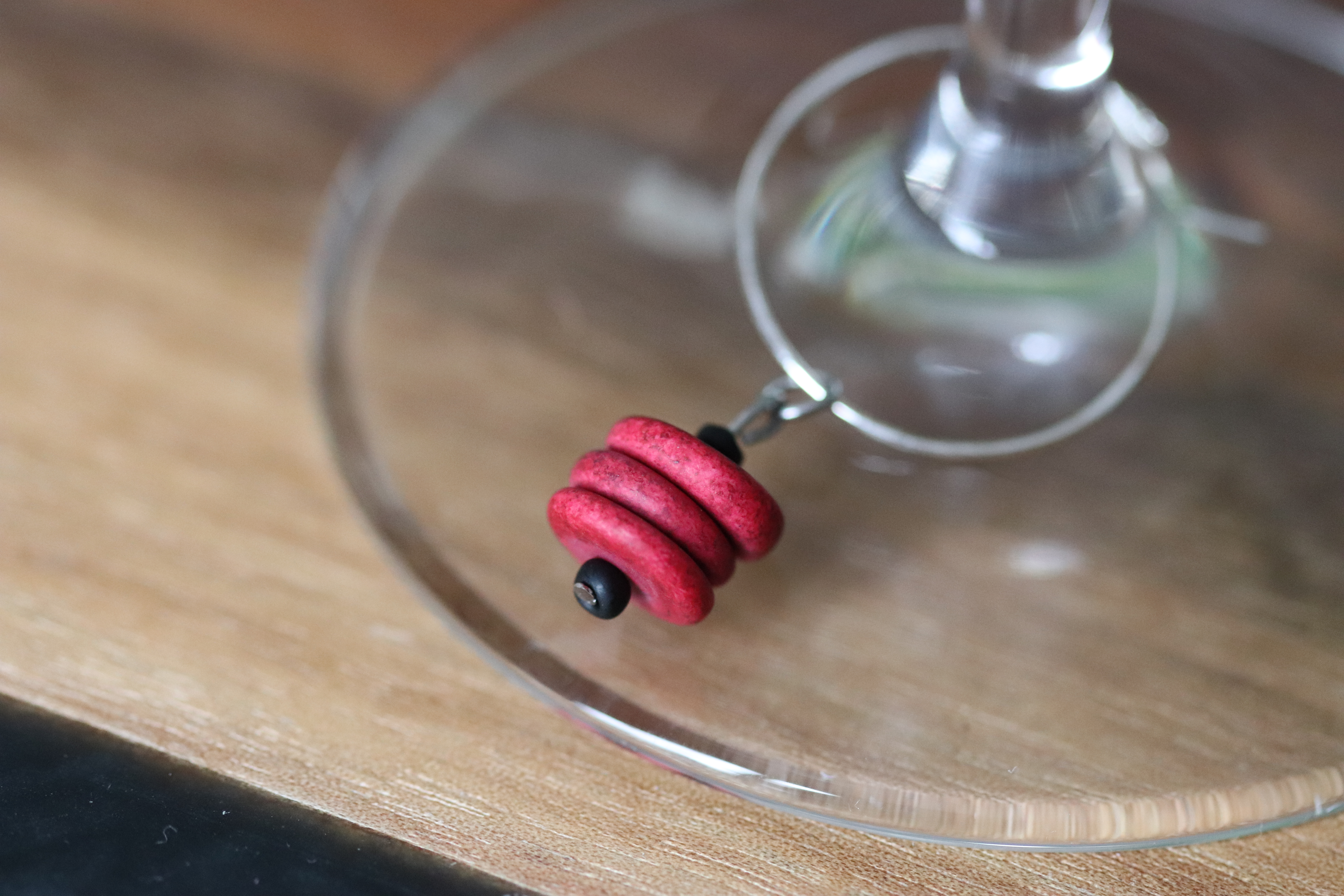 Red Ceramic Stacked Wine Charm called "Red Velvet Pancakes"