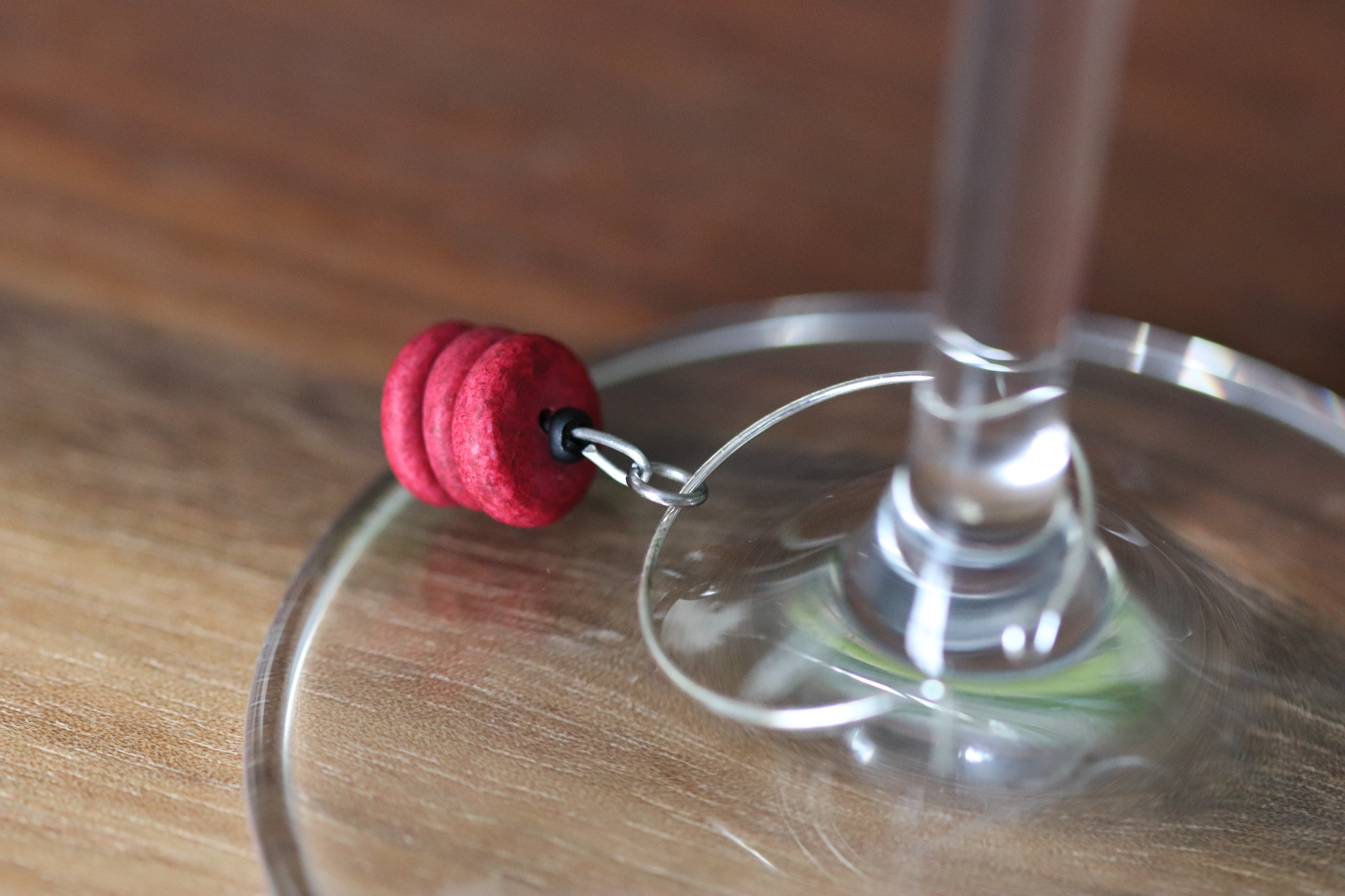 Red Ceramic Stacked Wine Charm called "Red Velvet Pancakes"