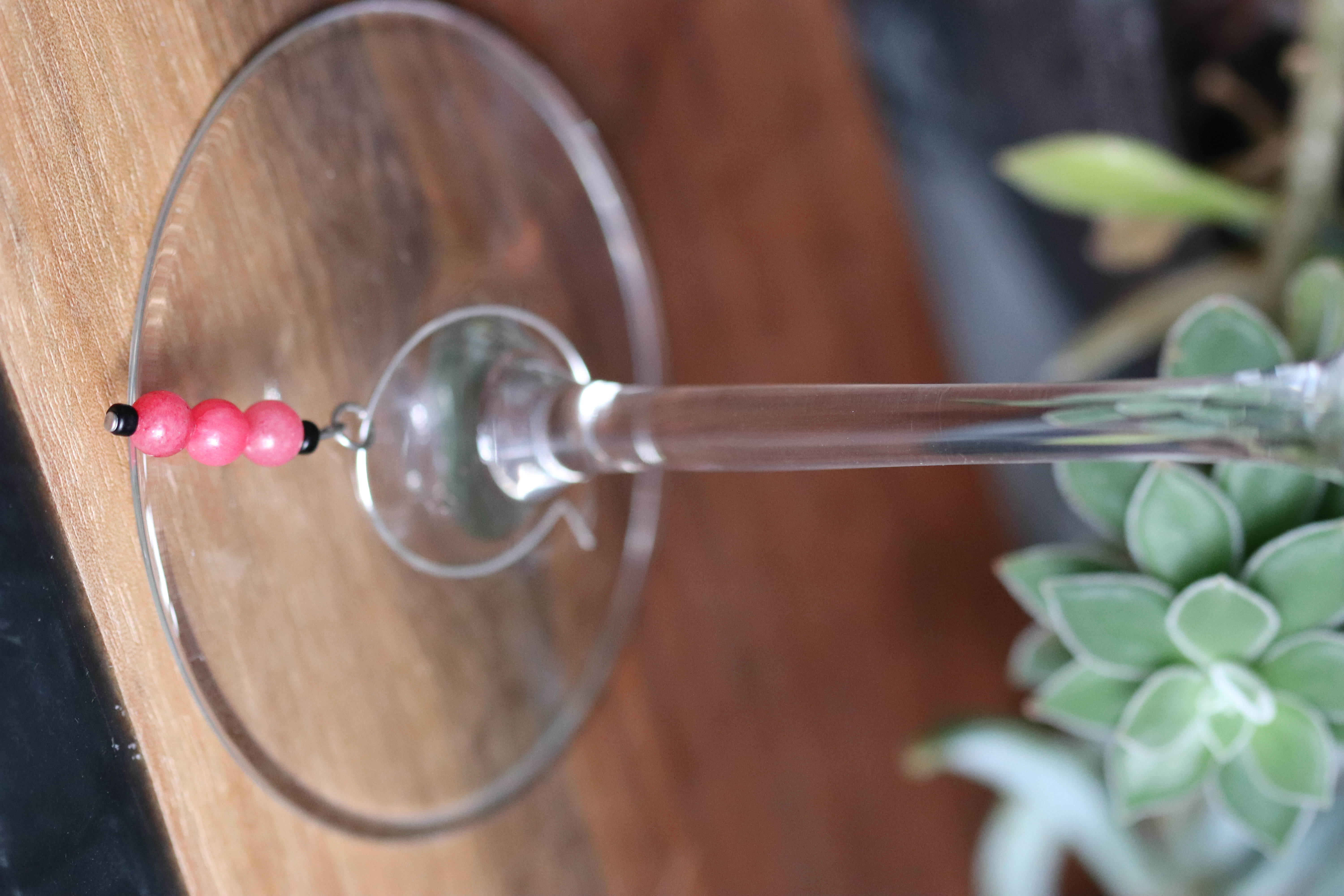 Bright Pink Agate Wine Glass Charm called "Pink Caviar"