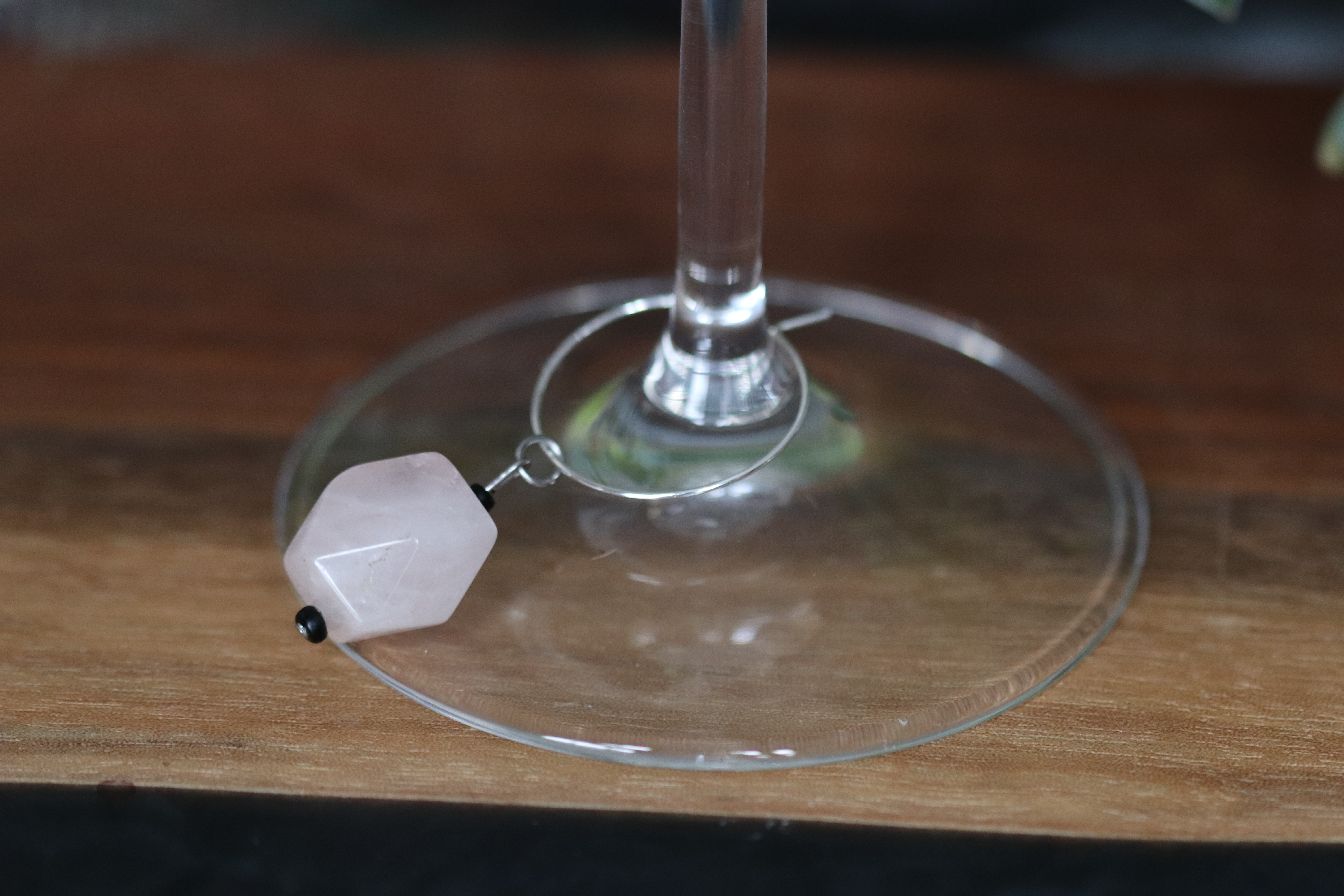 Stunning Soft Pink Agate Wine Glass Charm called "The Ballet"