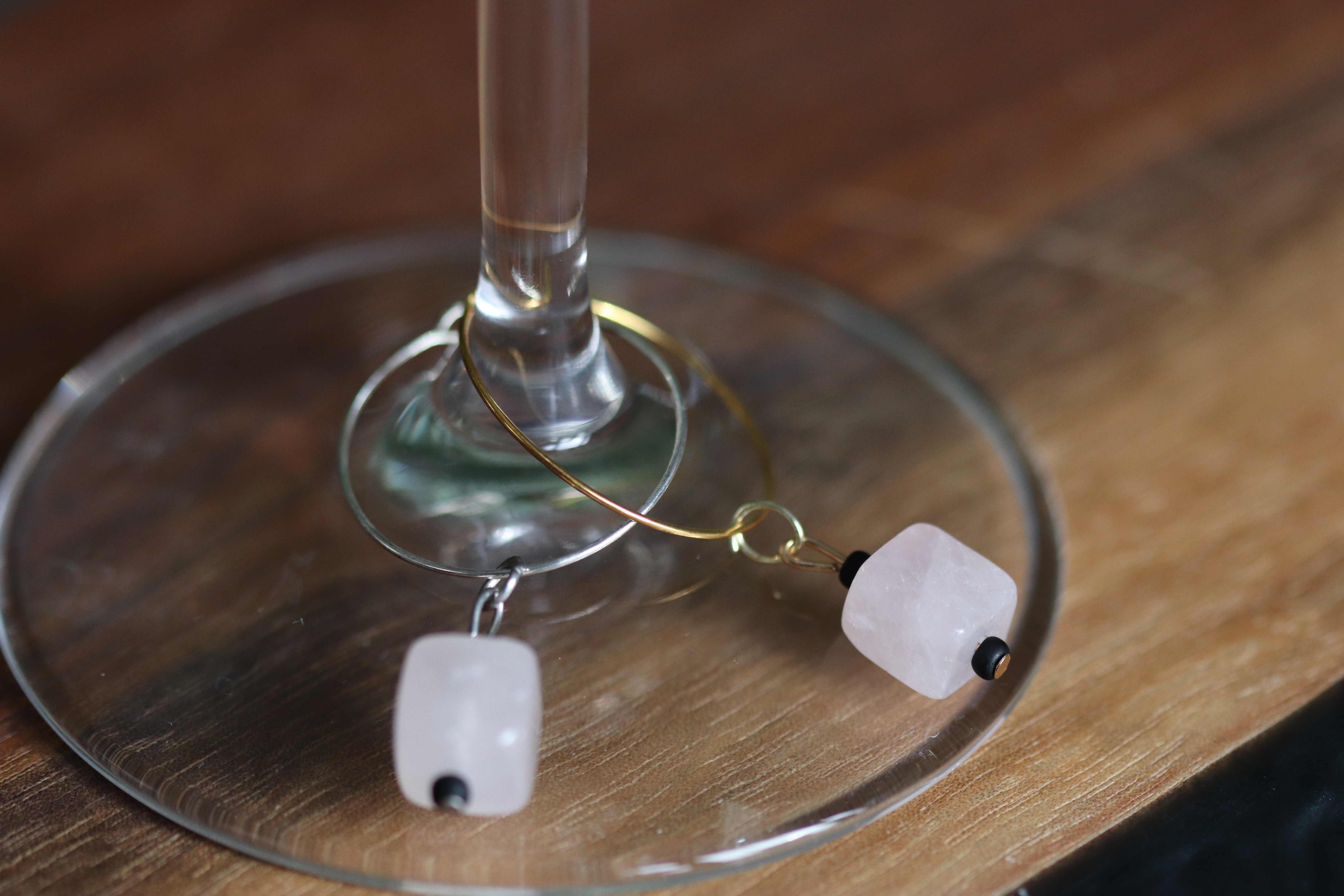 Powder Pink Agate Wine Charm called "Girl Gift"