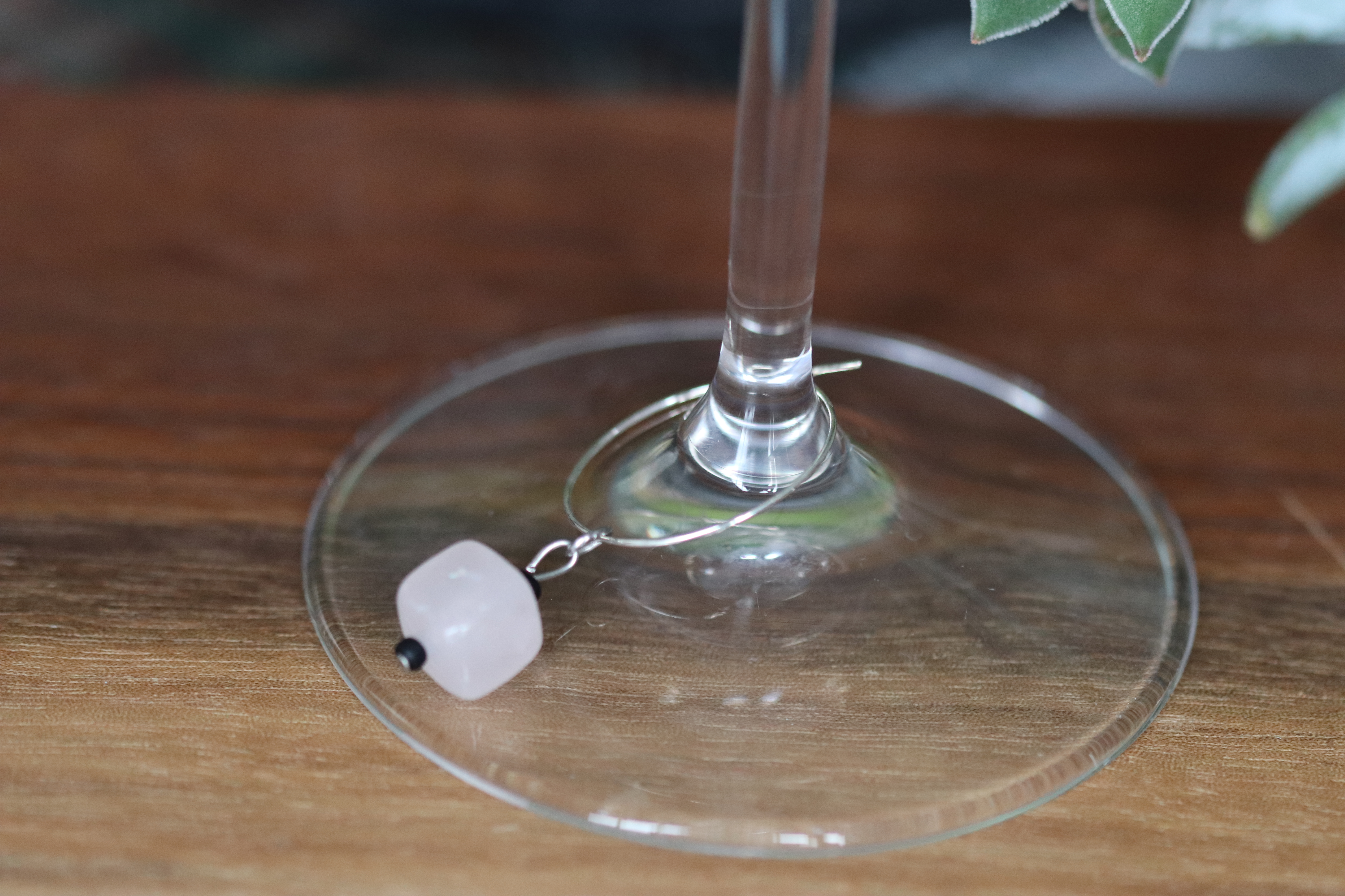 Powder Pink Agate Wine Charm called "Girl Gift"