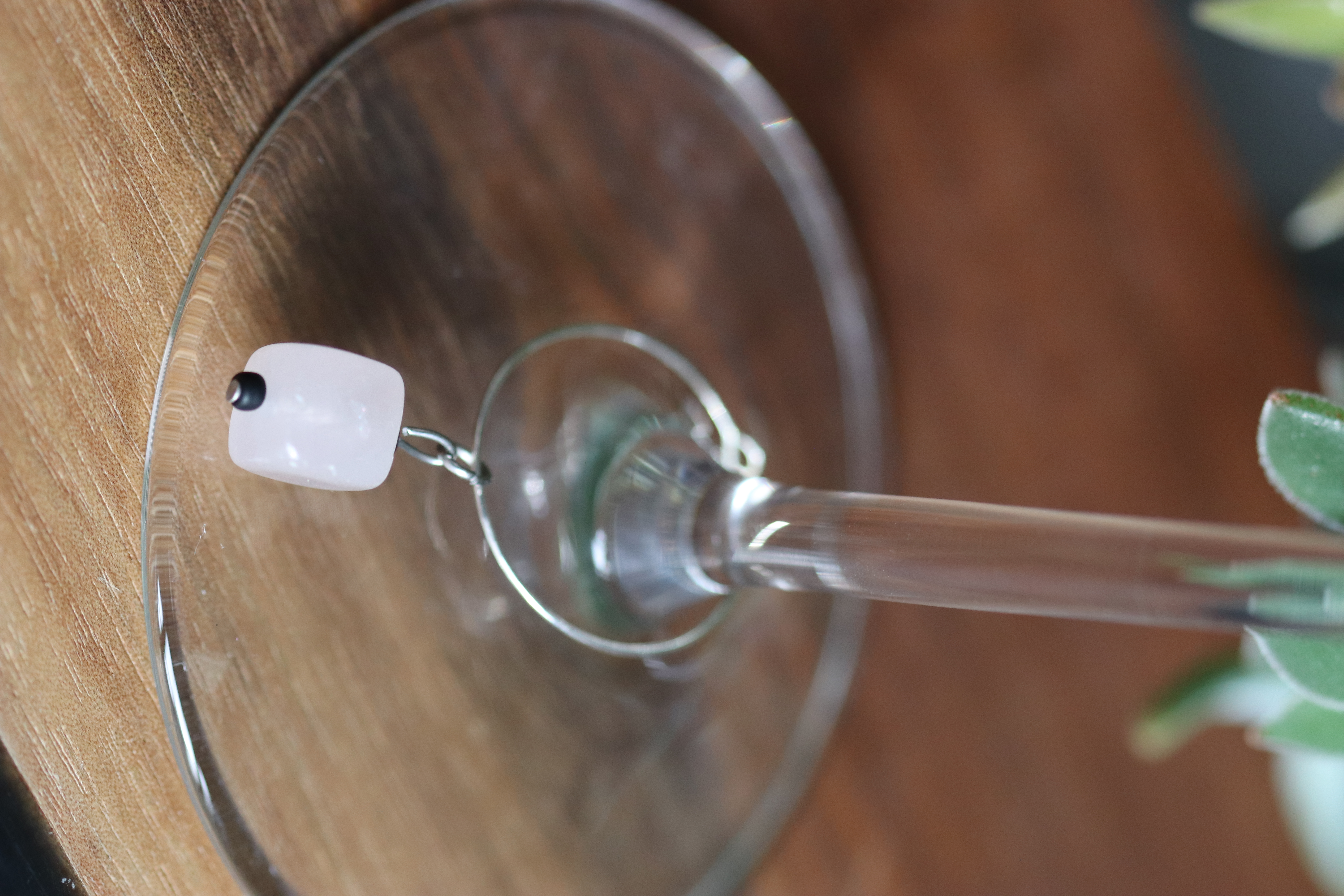 Powder Pink Agate Wine Charm called "Girl Gift"