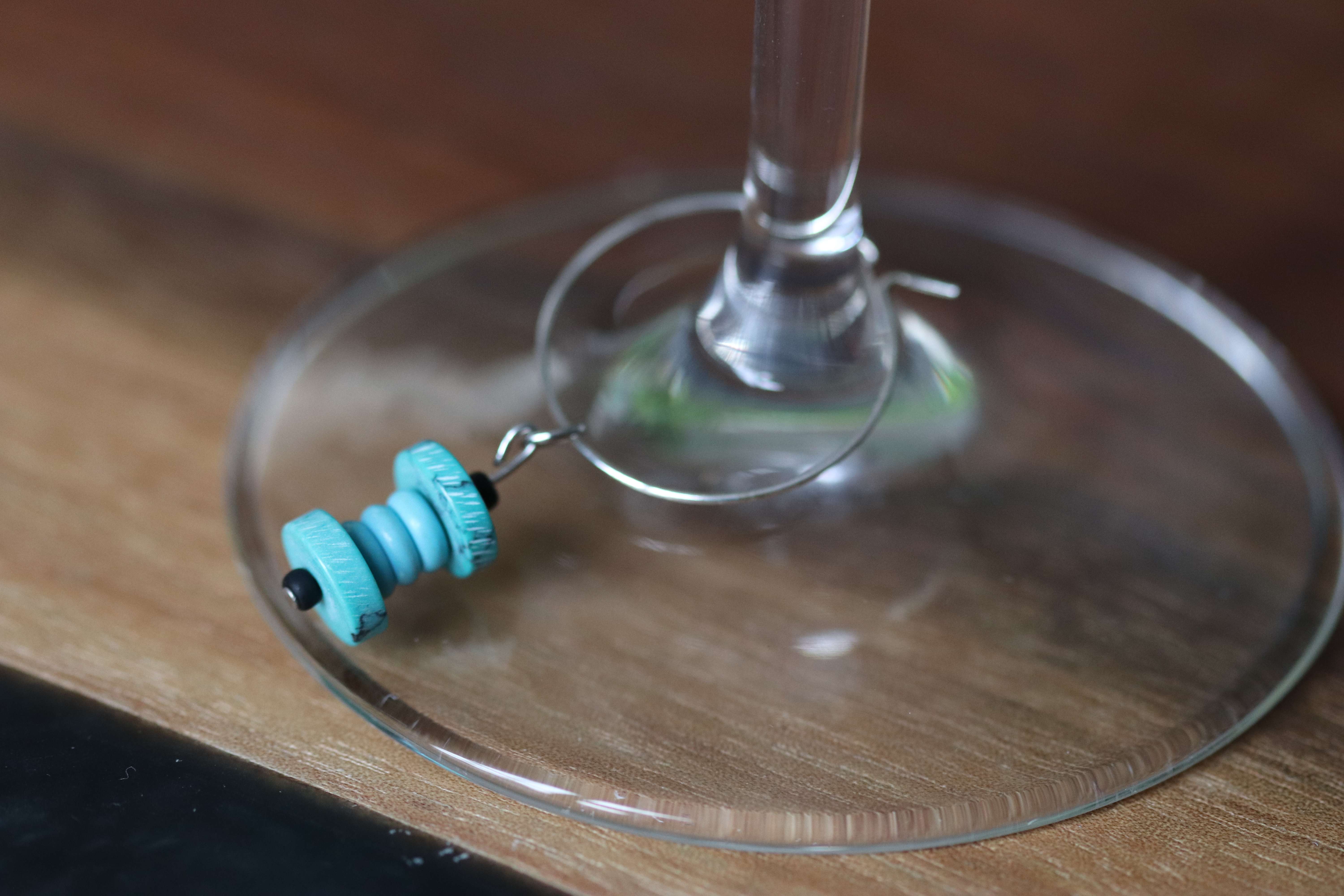 Turquoise Wine Glass Charm called "Compressed"
