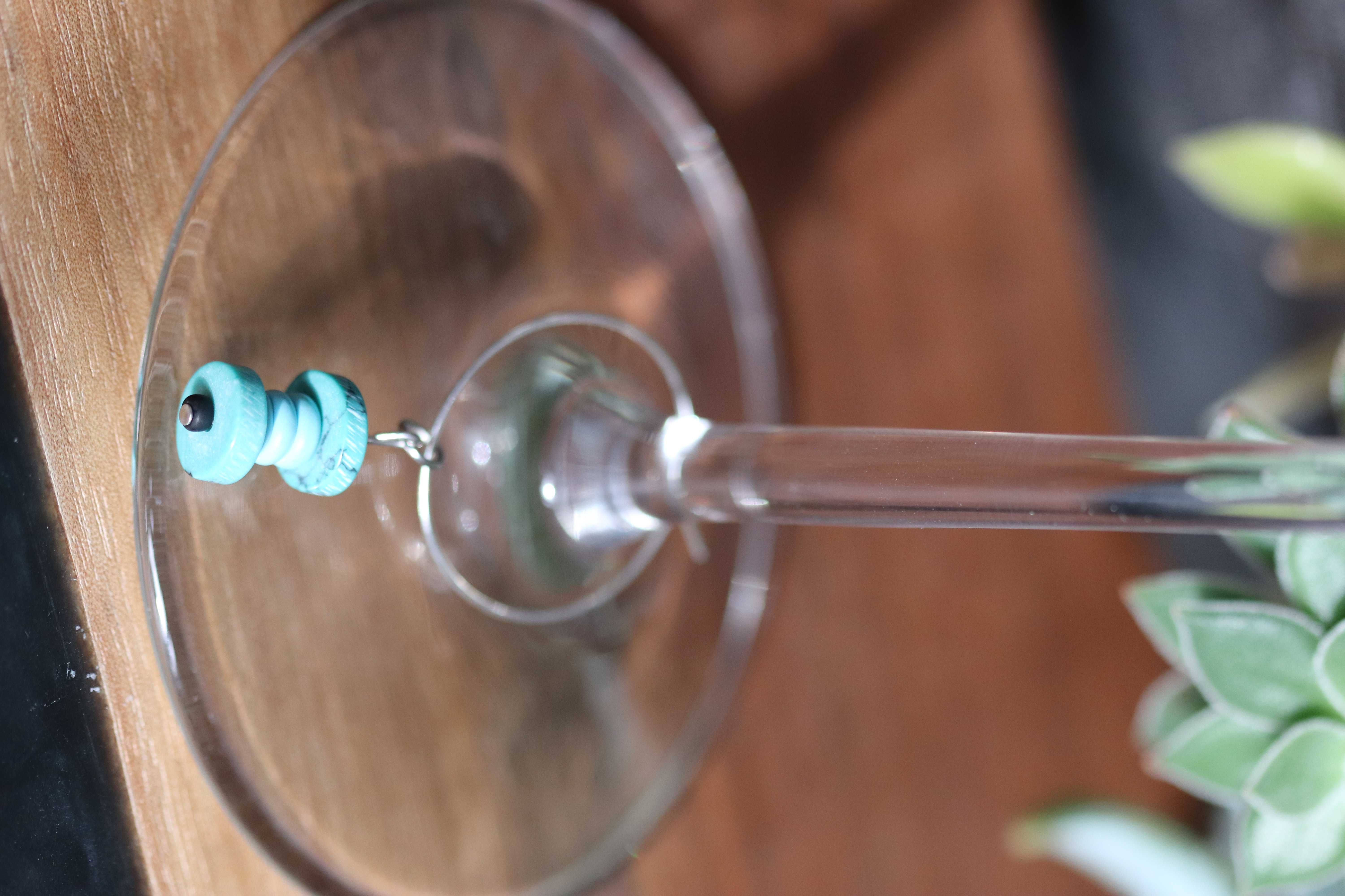 Turquoise Wine Glass Charm called "Compressed"