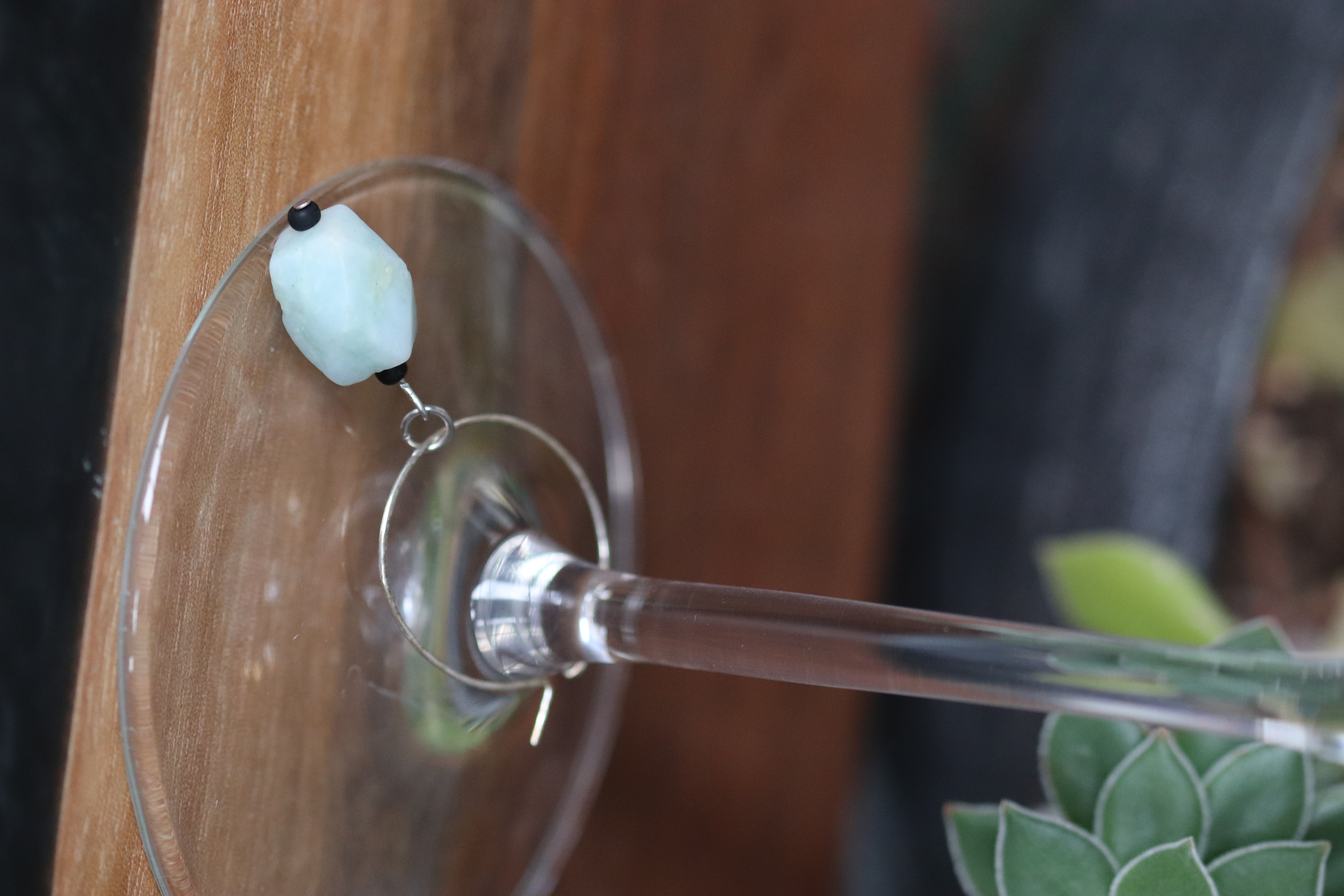 Torquoise Amazonite Wine Glass Charm called "Deep Cuts"
