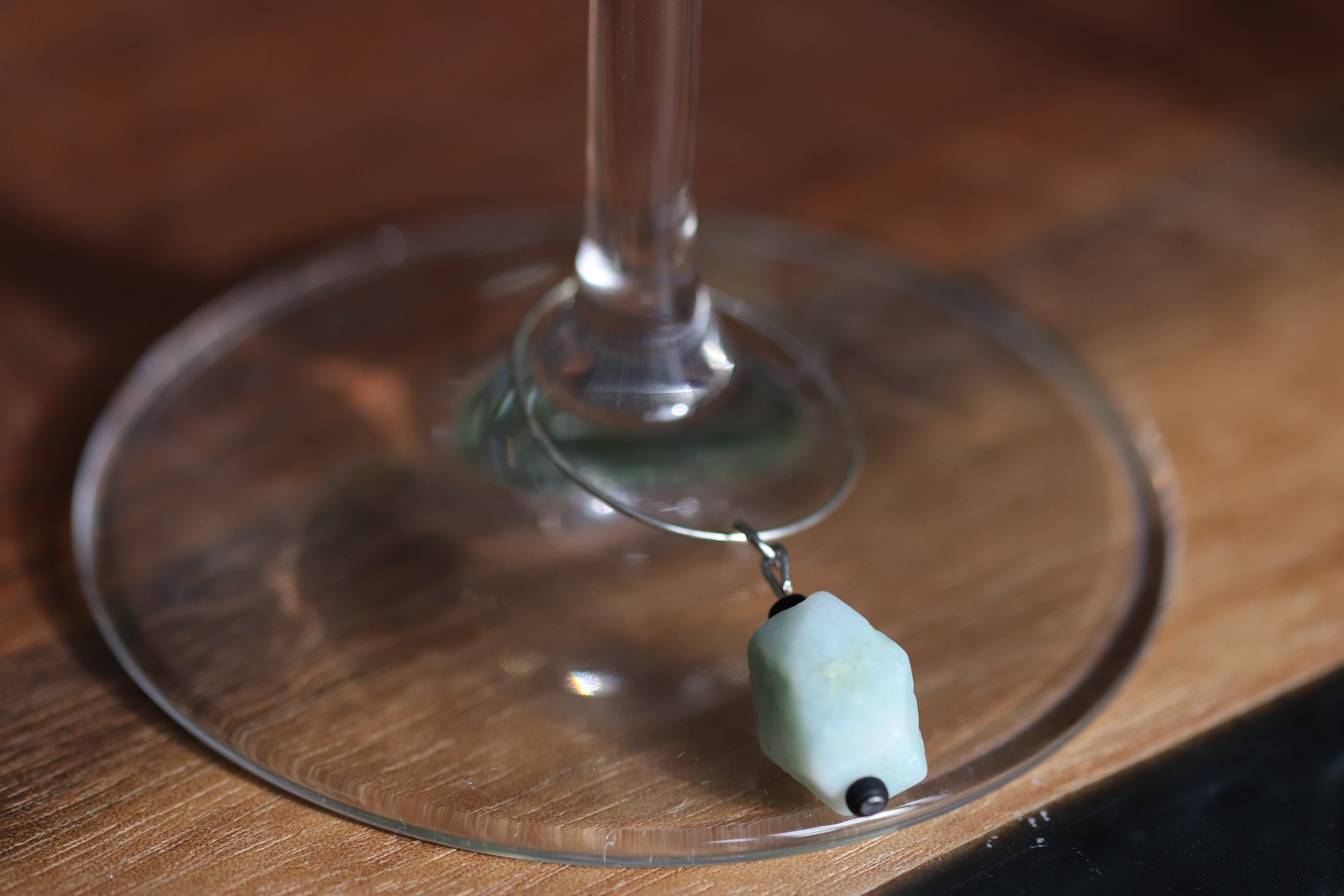 Torquoise Amazonite Wine Glass Charm called "Deep Cuts"