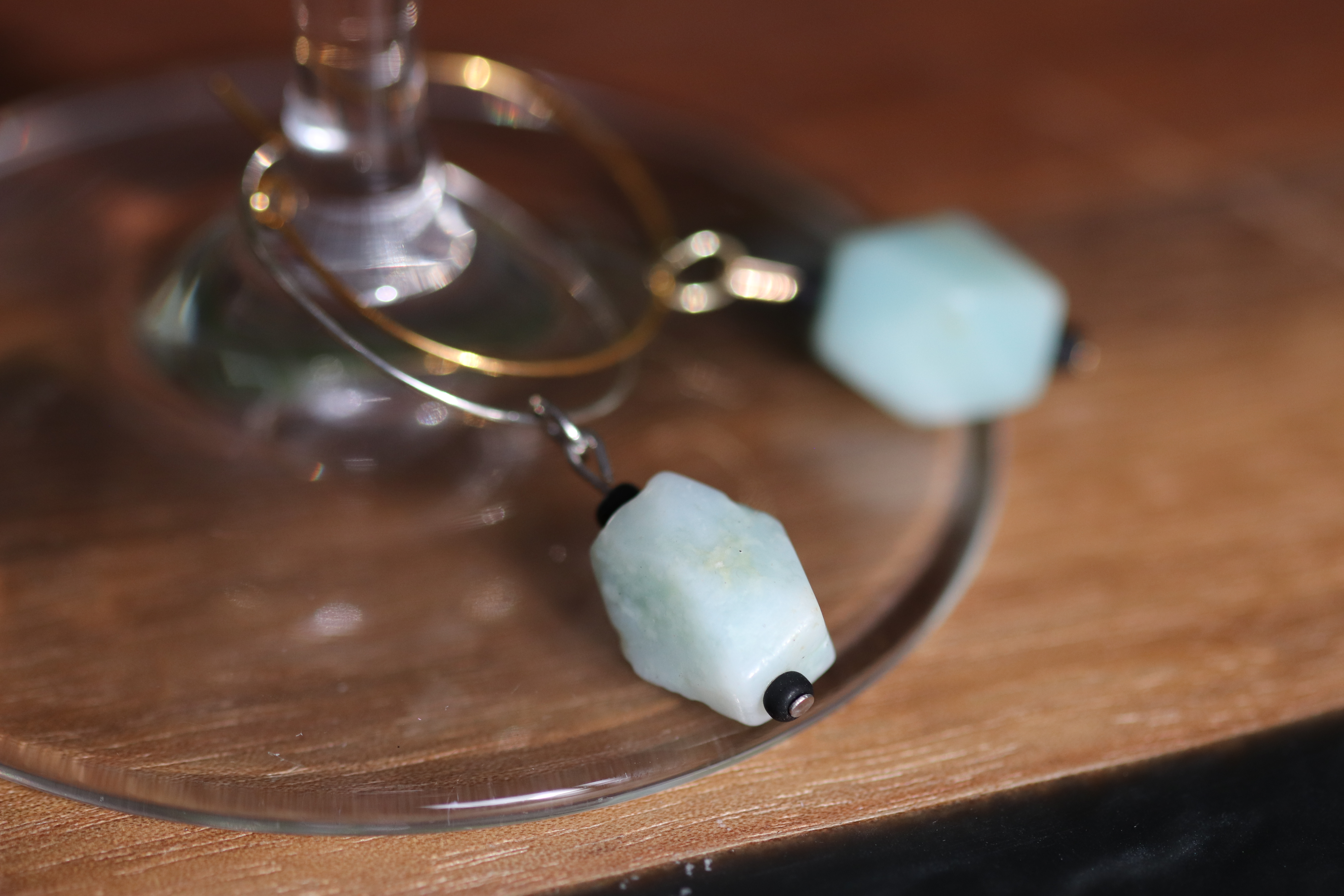 Torquoise Amazonite Wine Glass Charm called "Deep Cuts"