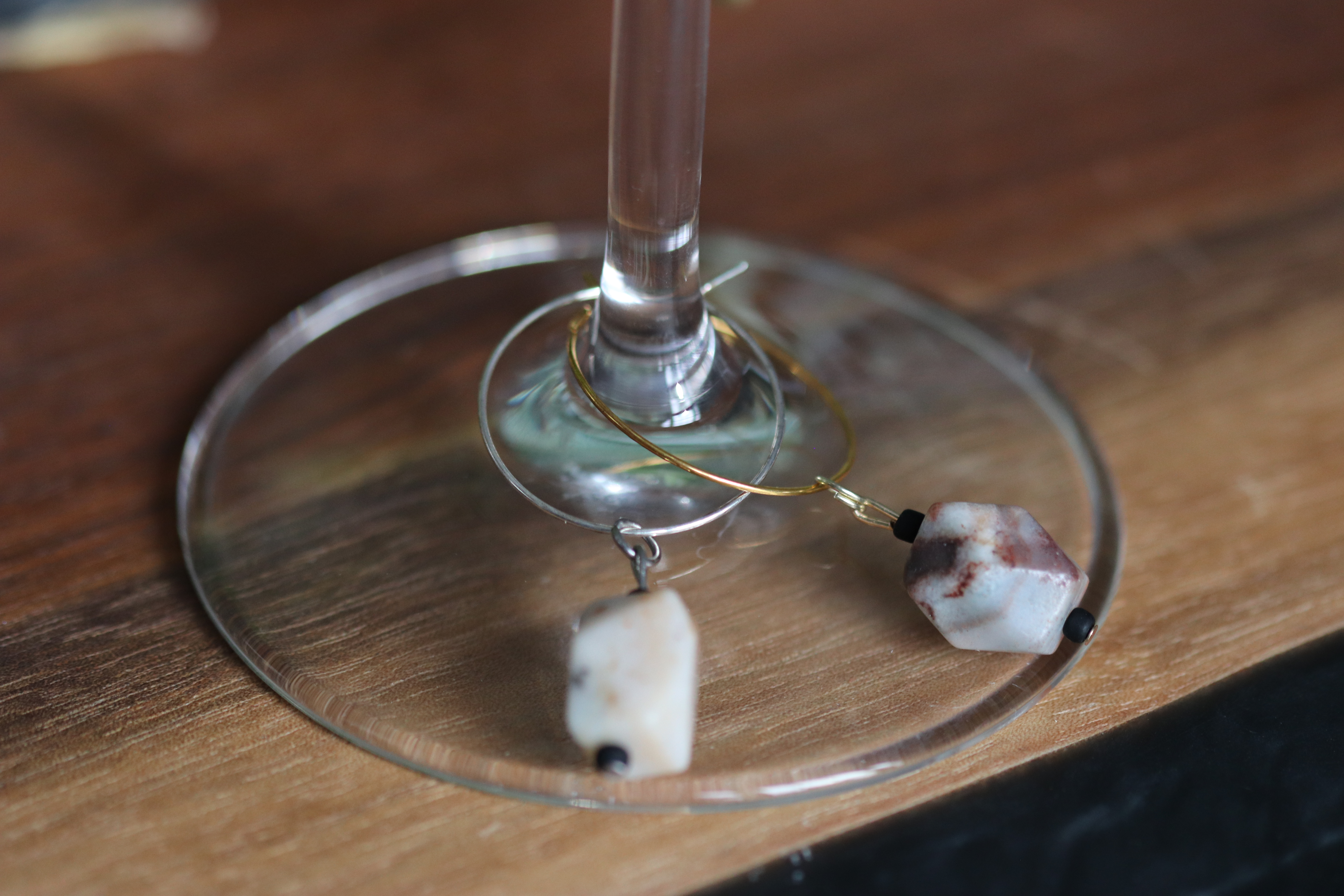 Beige Brown Rust Orange Amazonite Wine Charm called "Deep Cuts"