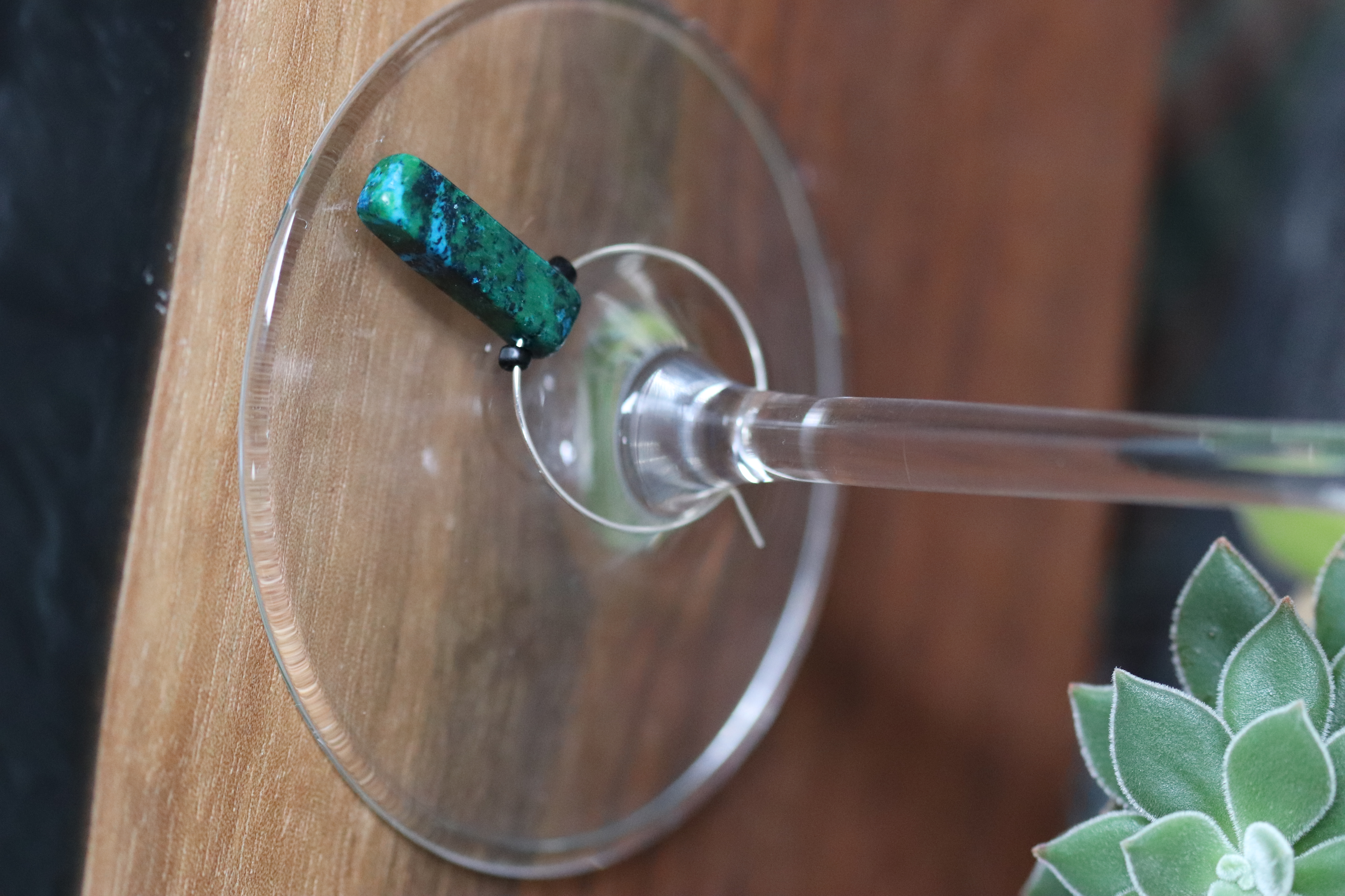 Green and Teal Gemstone Wine Charm called "The New Bar"