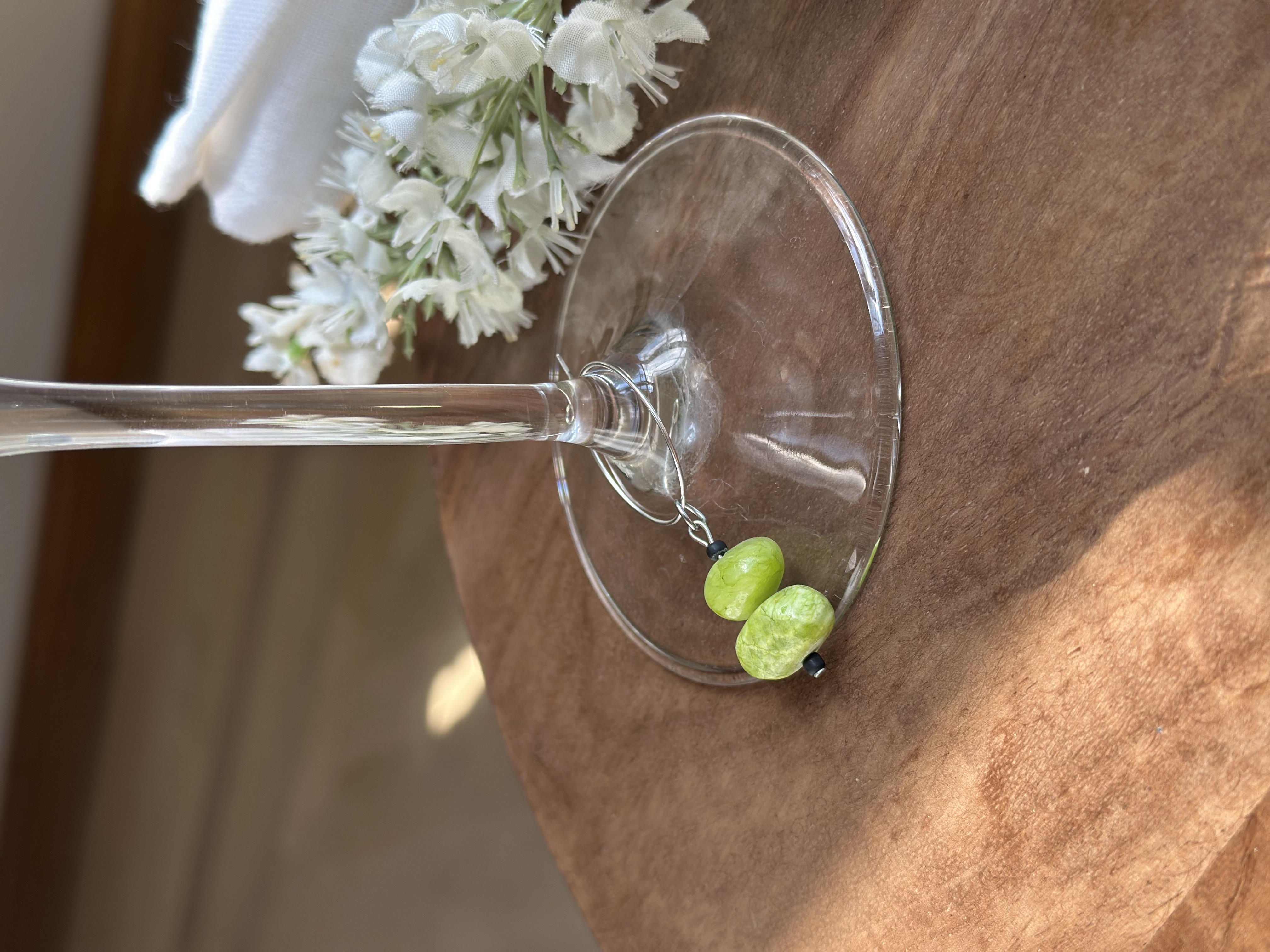 Lime Green Agate Wine Glass Charm called "Margarita"