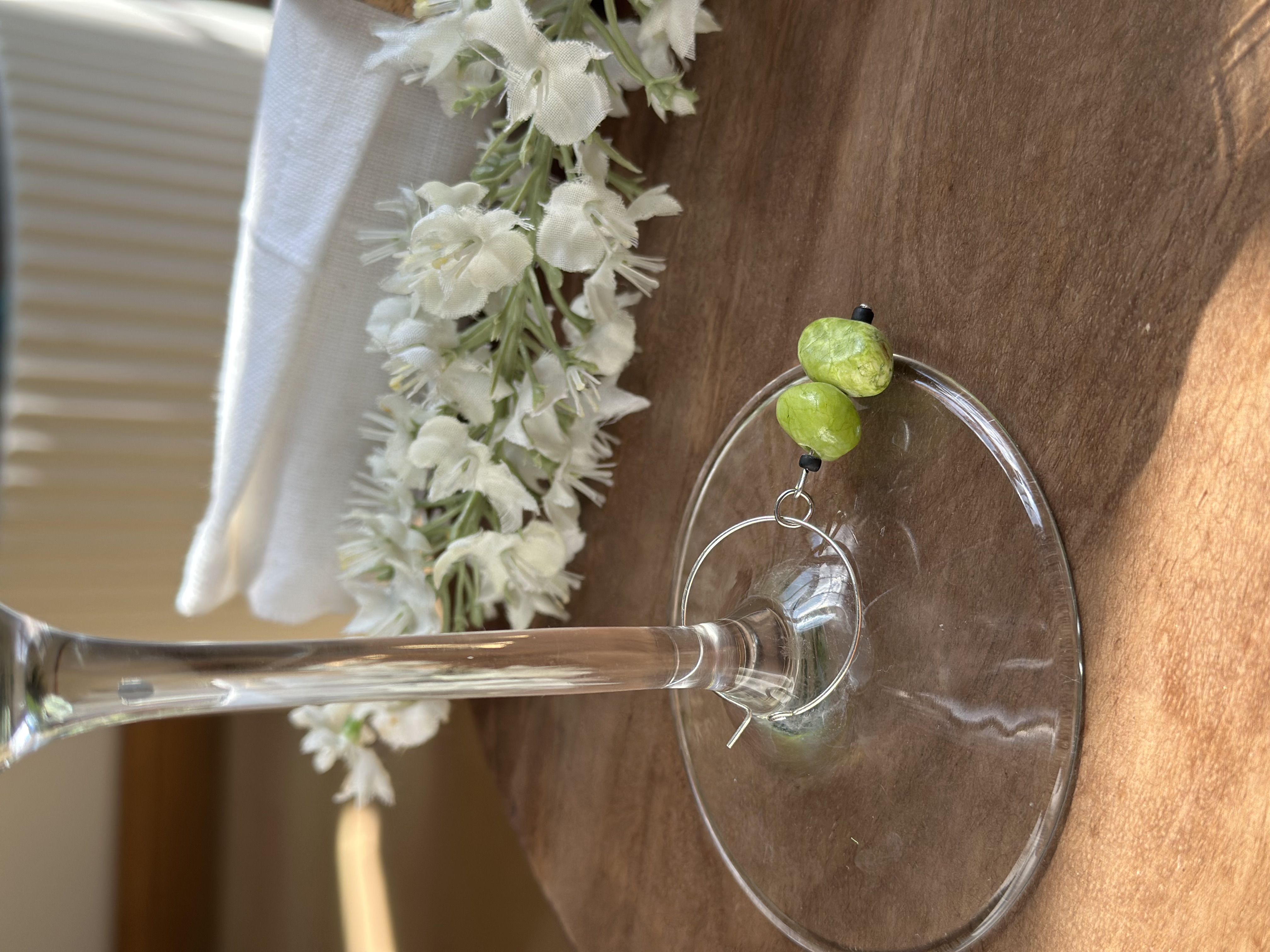 Lime Green Agate Wine Glass Charm called "Margarita"