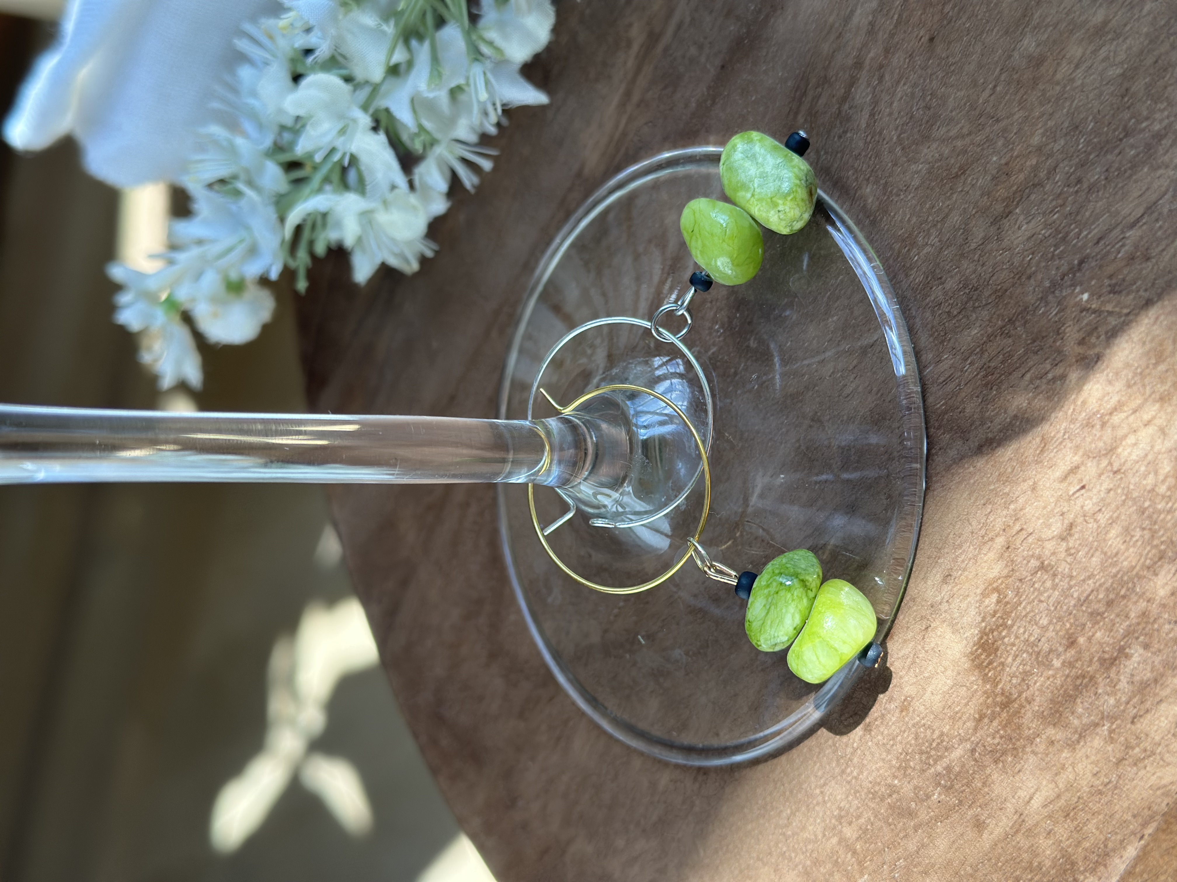 Lime Green Agate Wine Glass Charm called "Margarita"