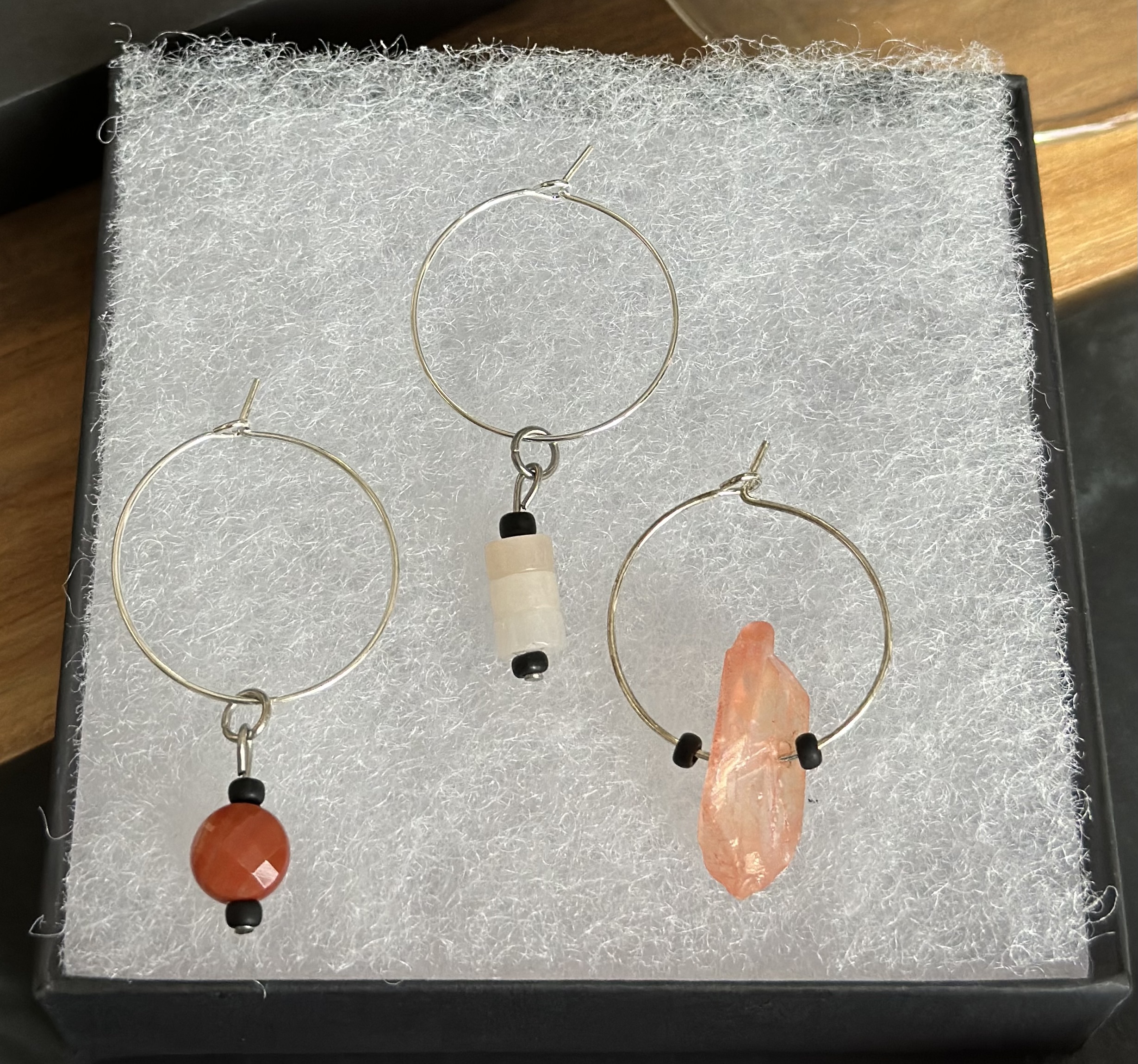Elegant Red, Orange & Yellow Gemstone Wine Charms Sets