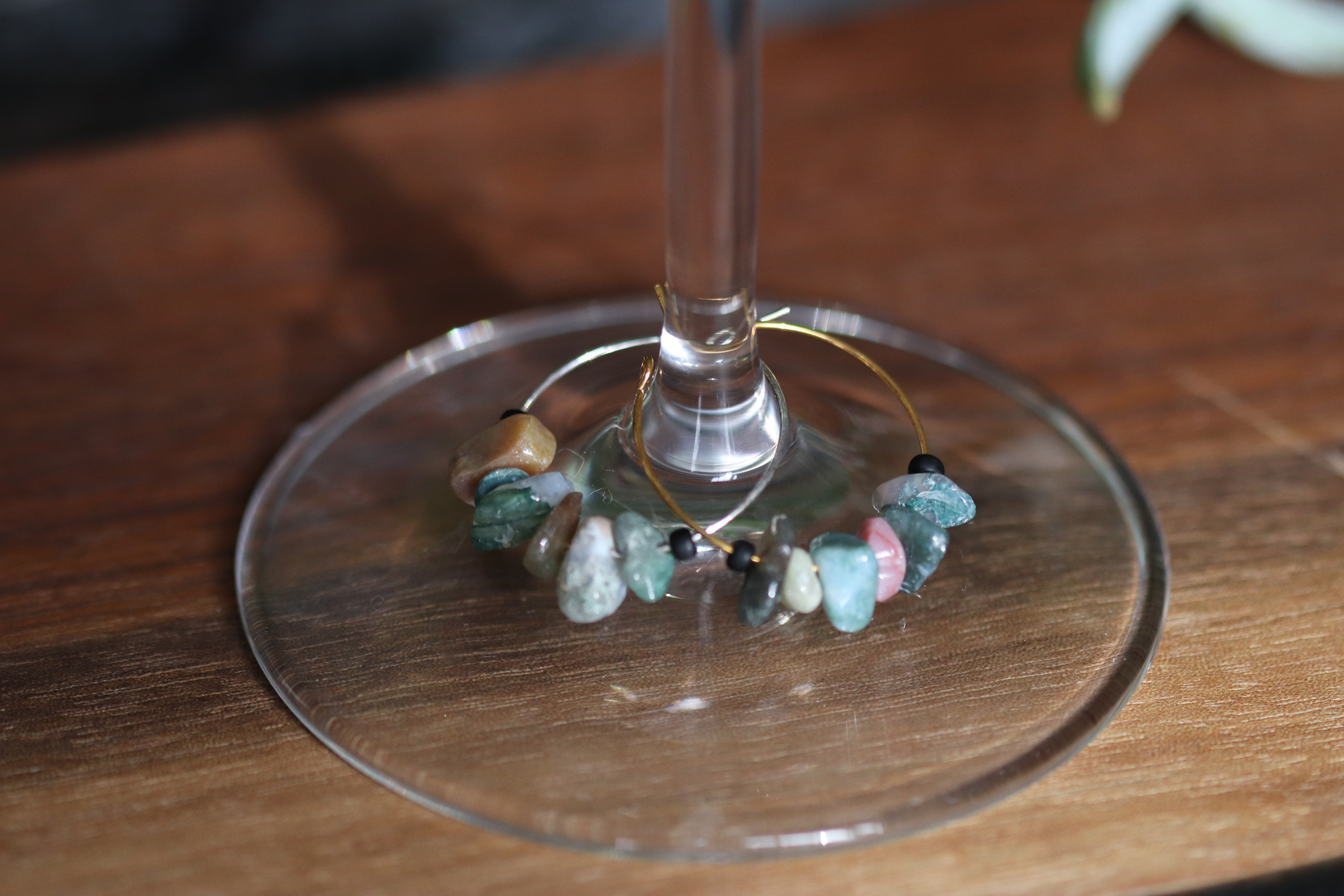 Mixed Colors Agate Wine Glass Charm called "Washed Up"