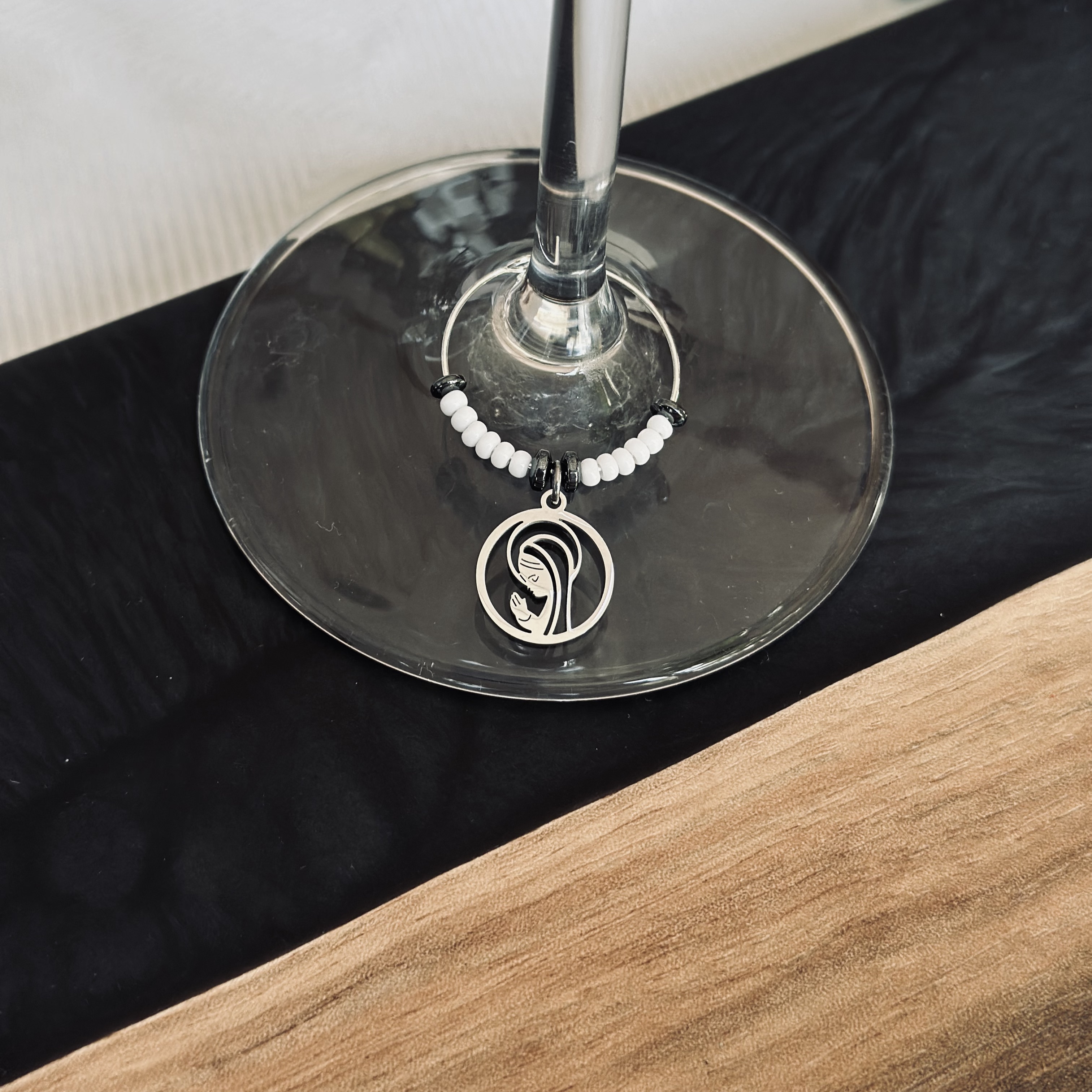 Virgin Mary Wine Charm