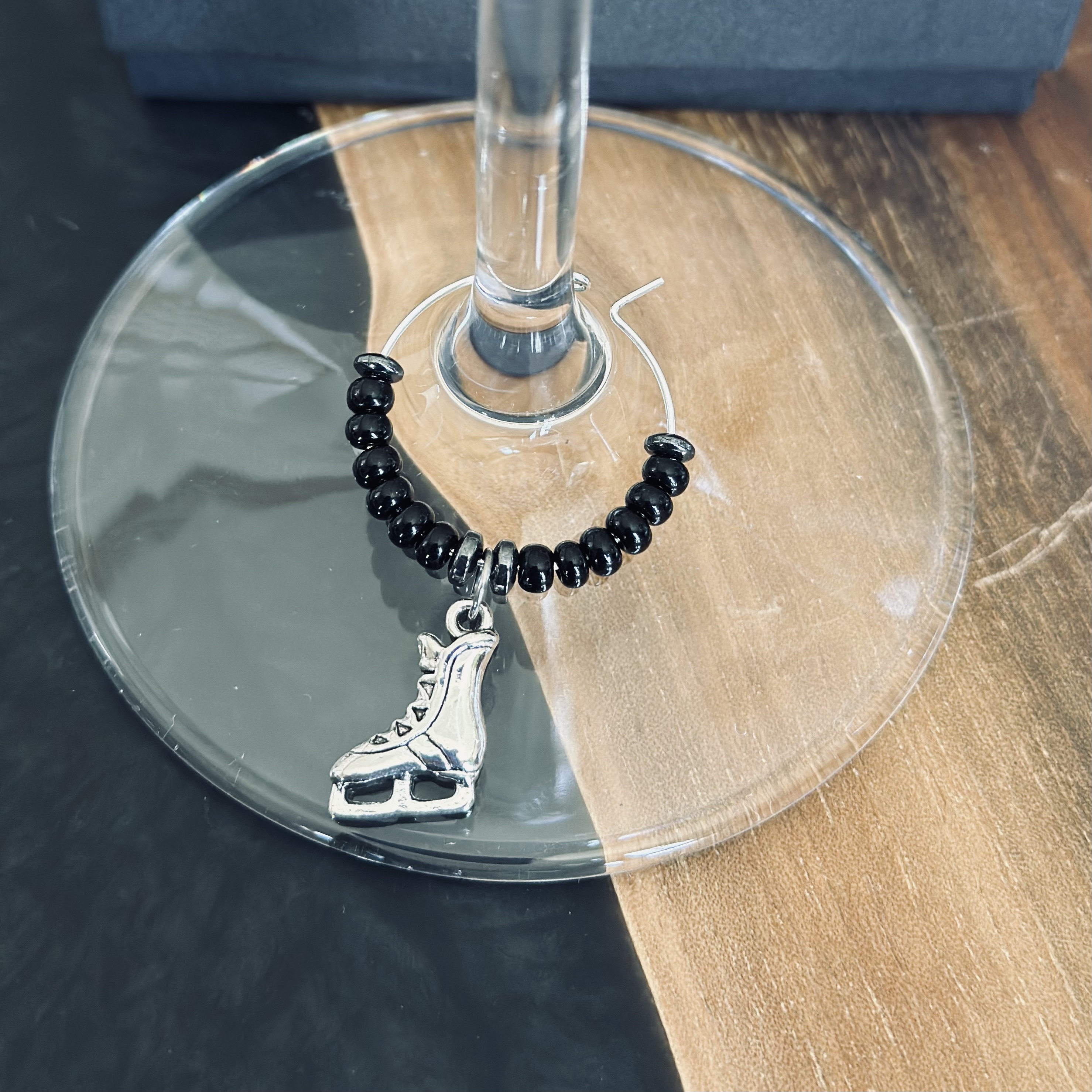 Hockey skate wine charm
