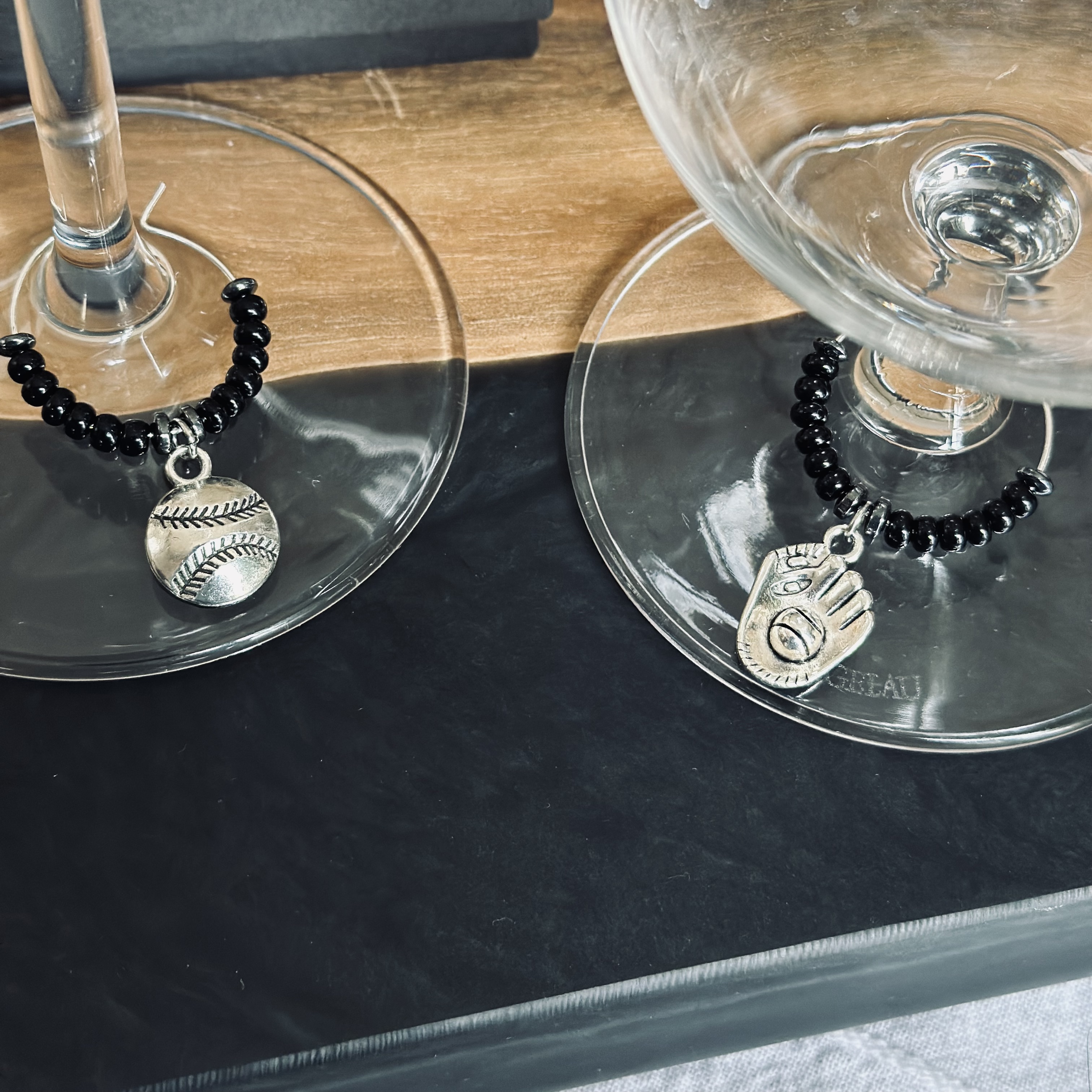 Set of 3 Baseball Wine Charms 
