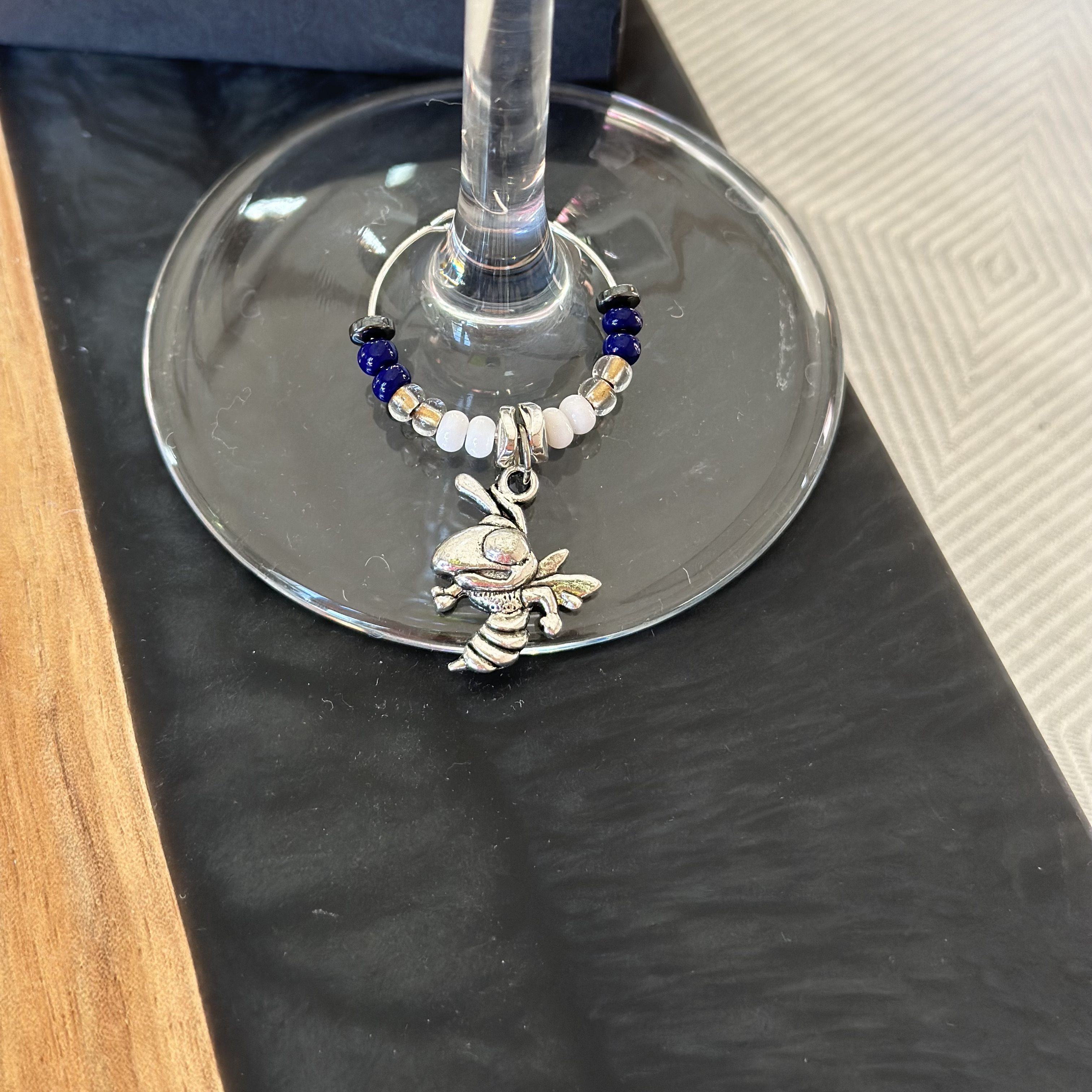 Bee Yellow Jacket Wine Charm