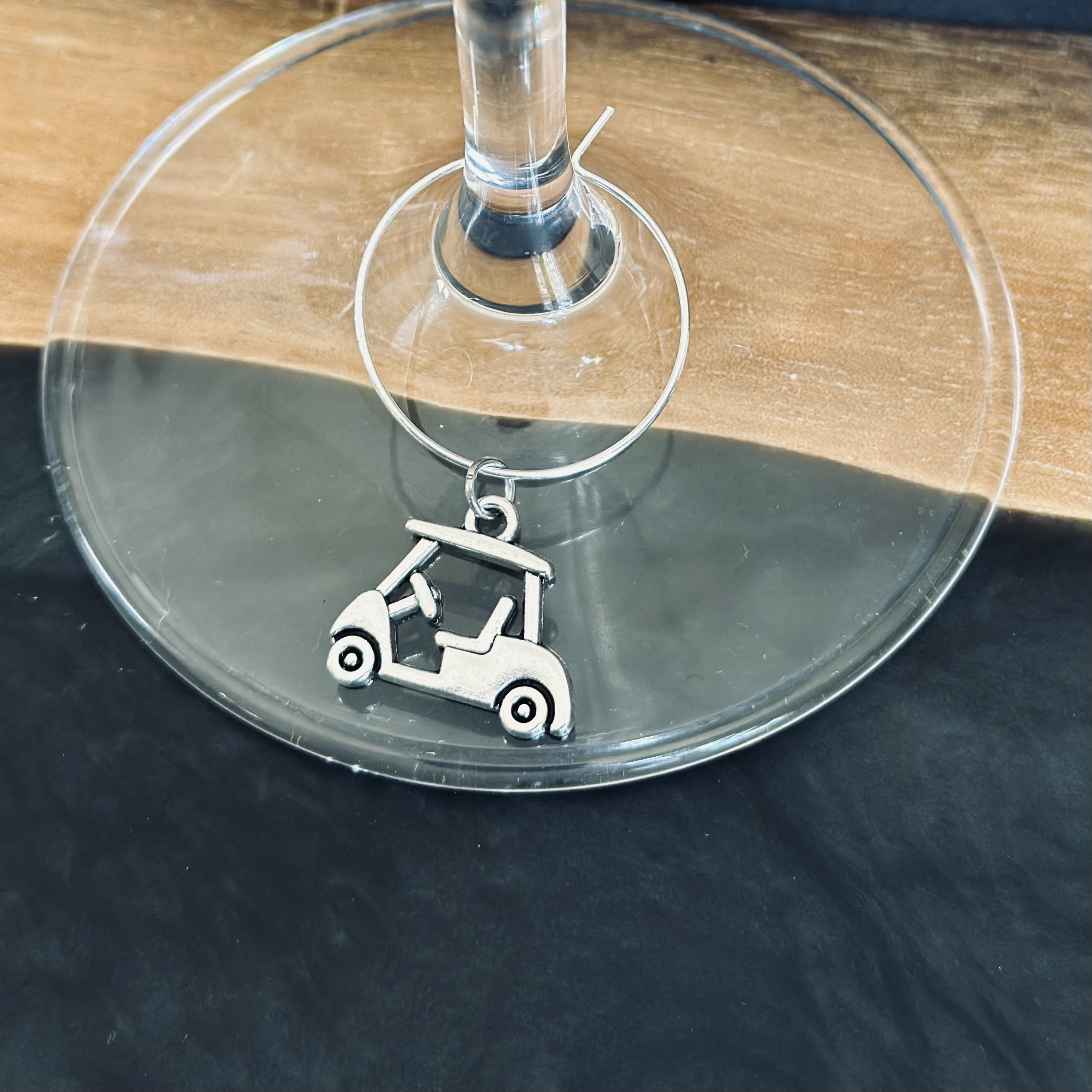Golf Cart Wine Glass Charm 