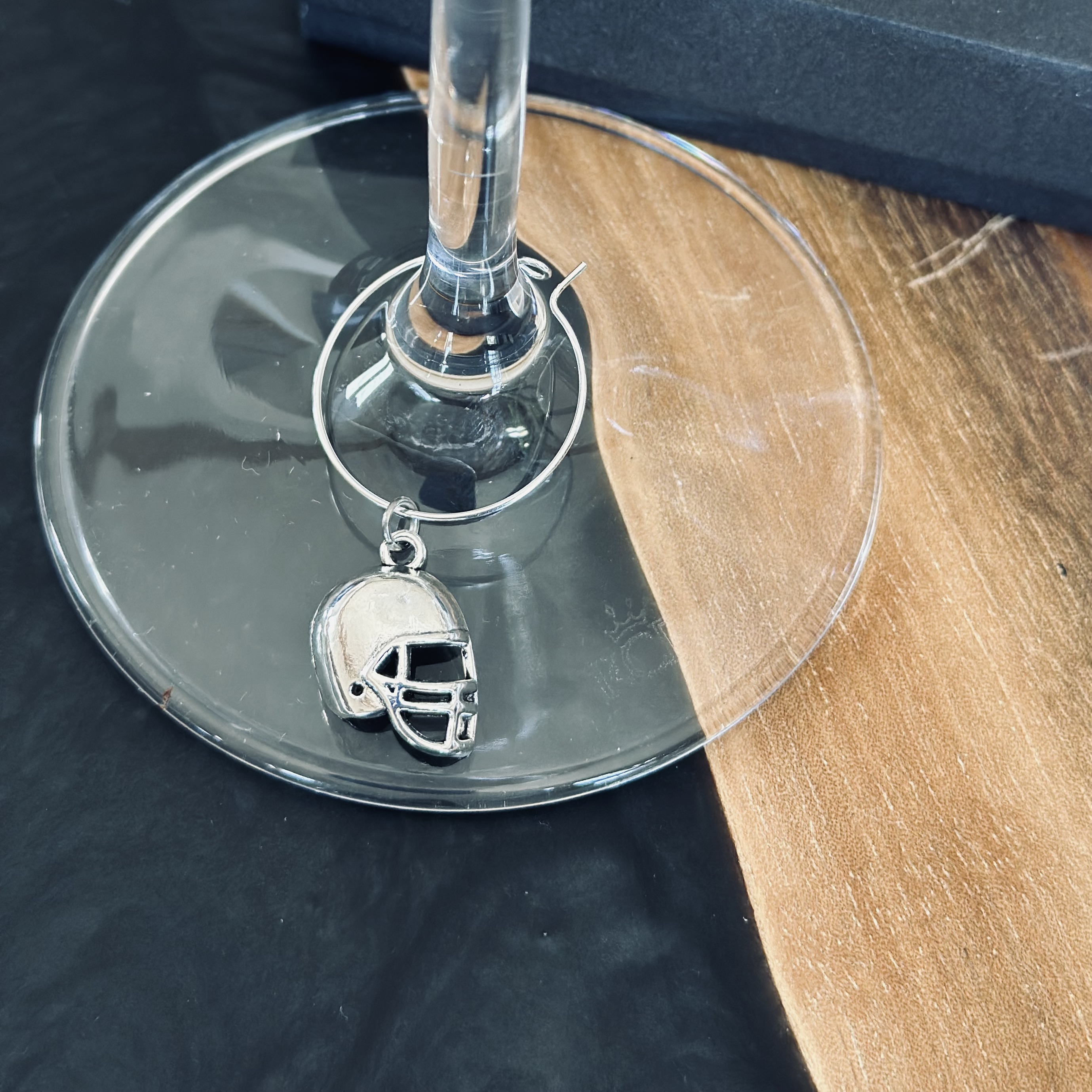 Football Helmet Wine Glass Charm