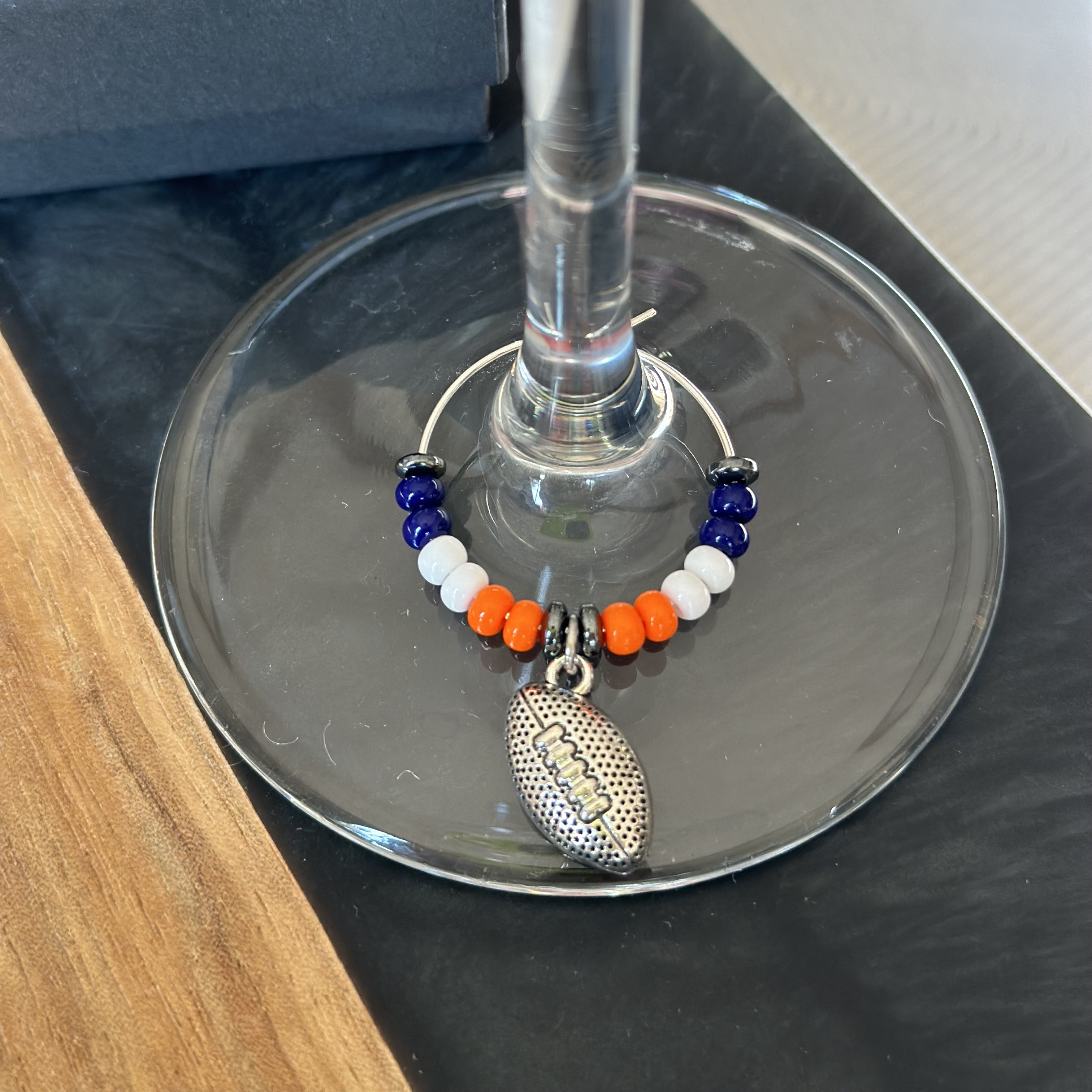 Football Wine Glass Charm