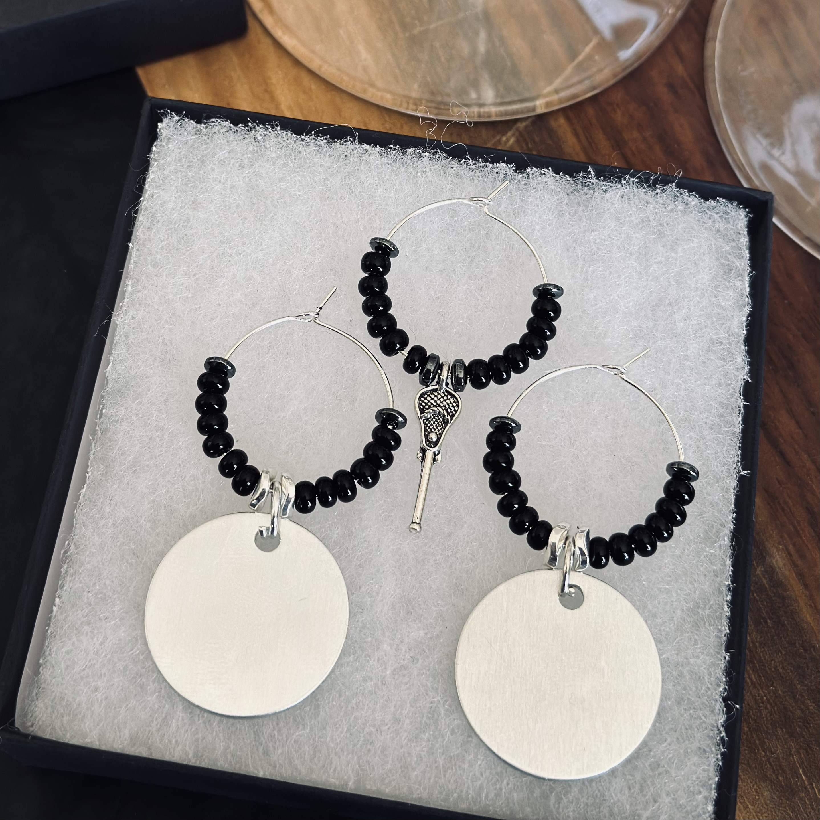 Set of 3 Lacrosse Wine Charms 
