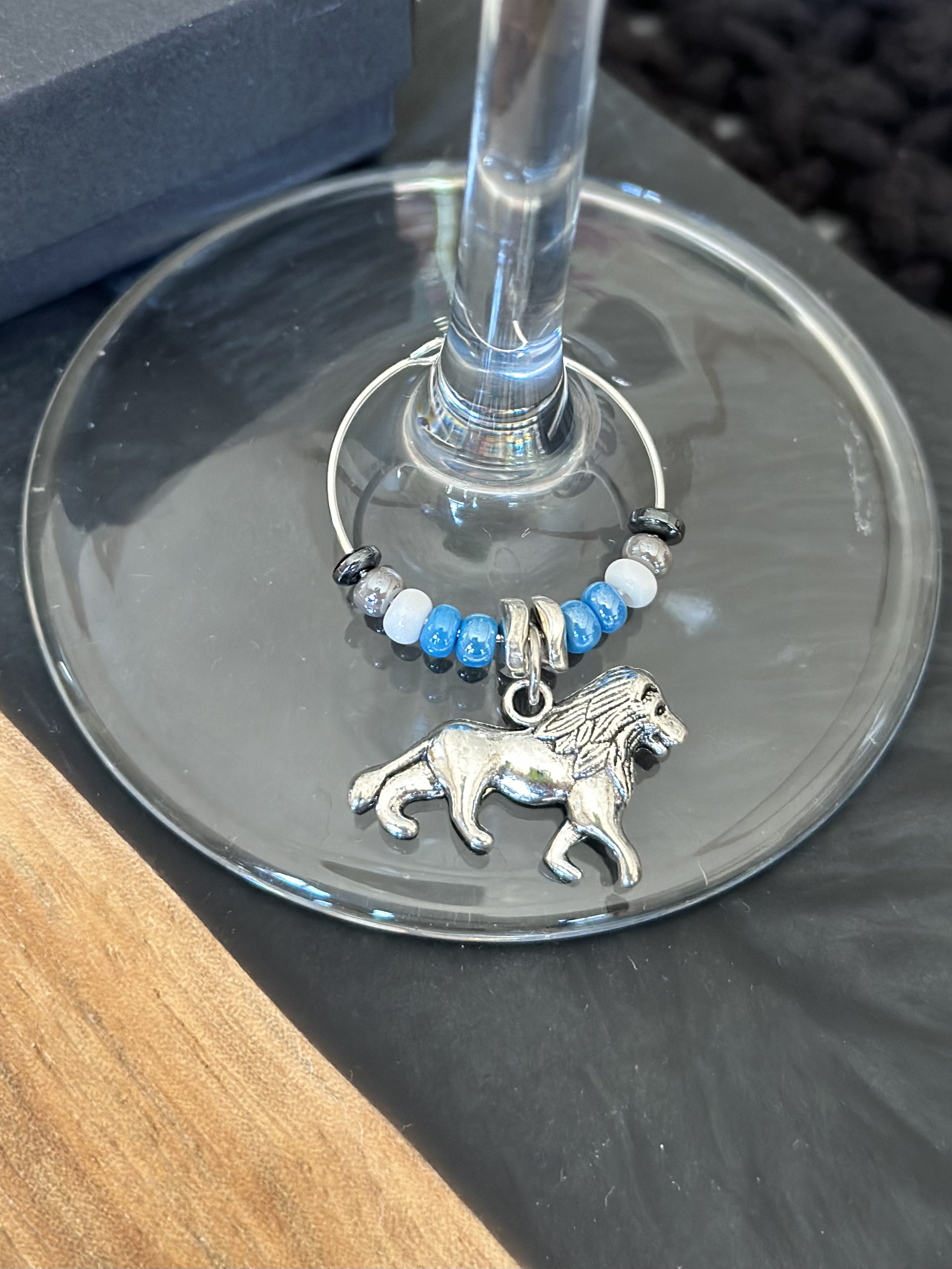 Silver Lion Wine Glass Charm
