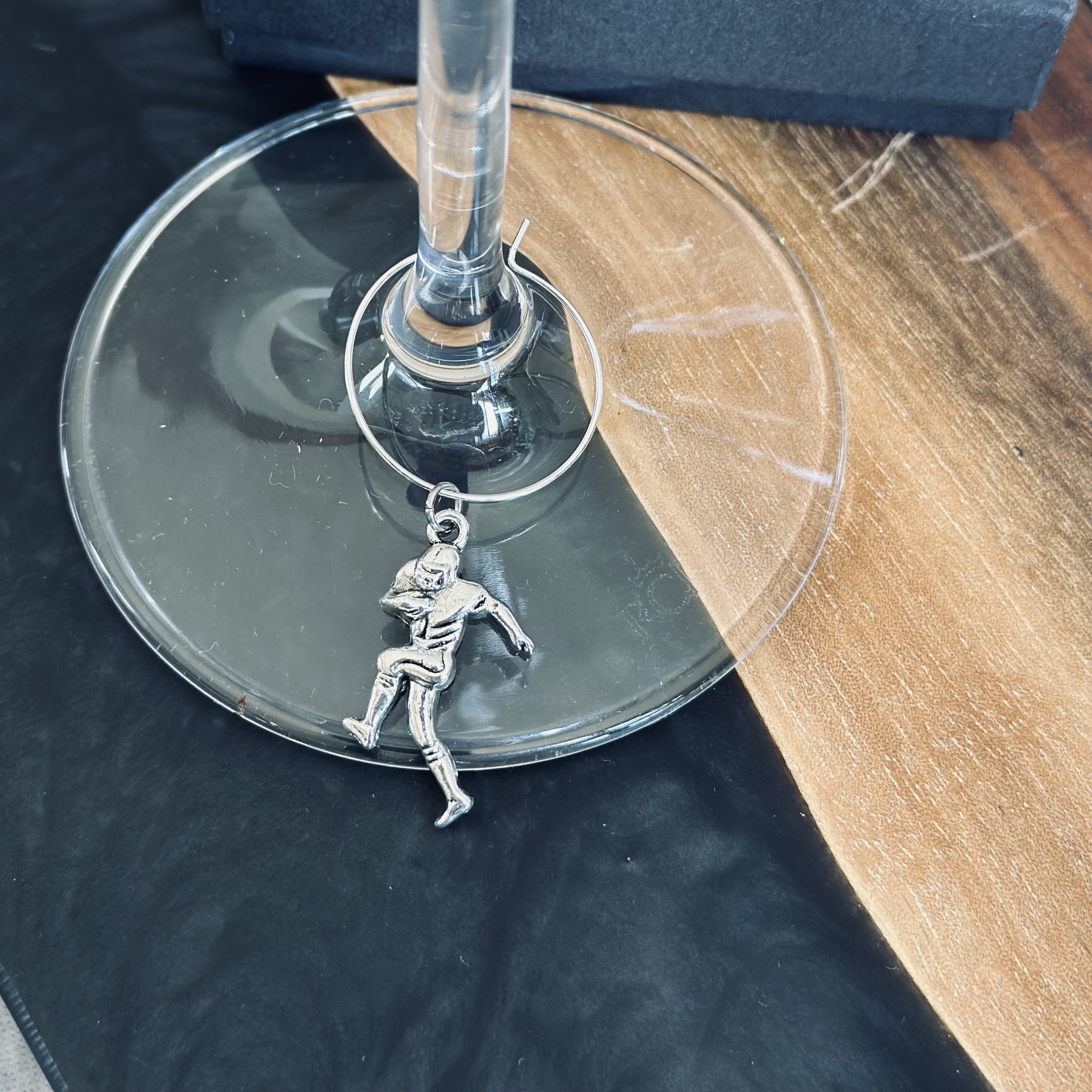 Football Player Wine Glass Charm
