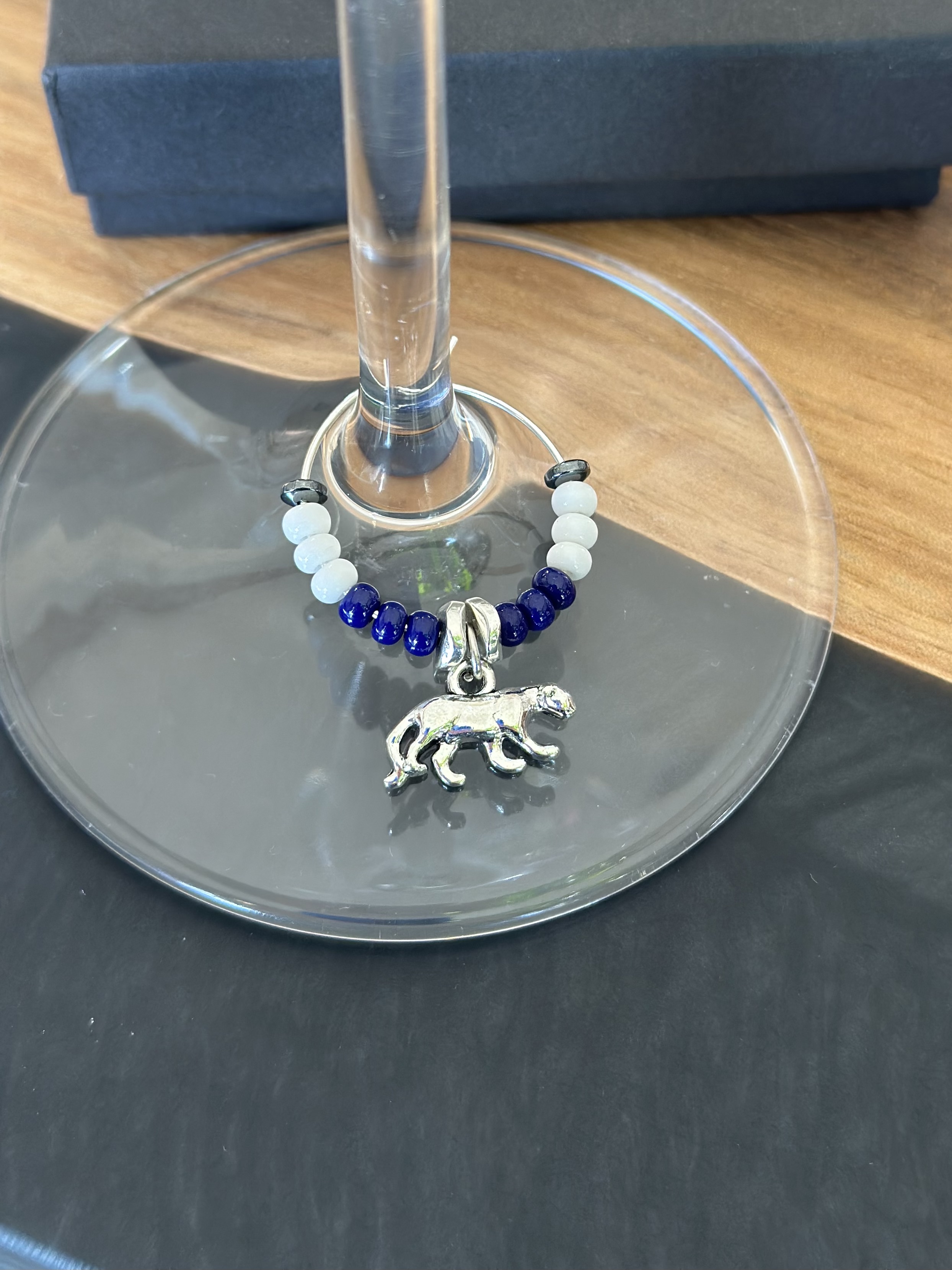 Silver Panther Mountain Lion Cougar Wine Glass Charm