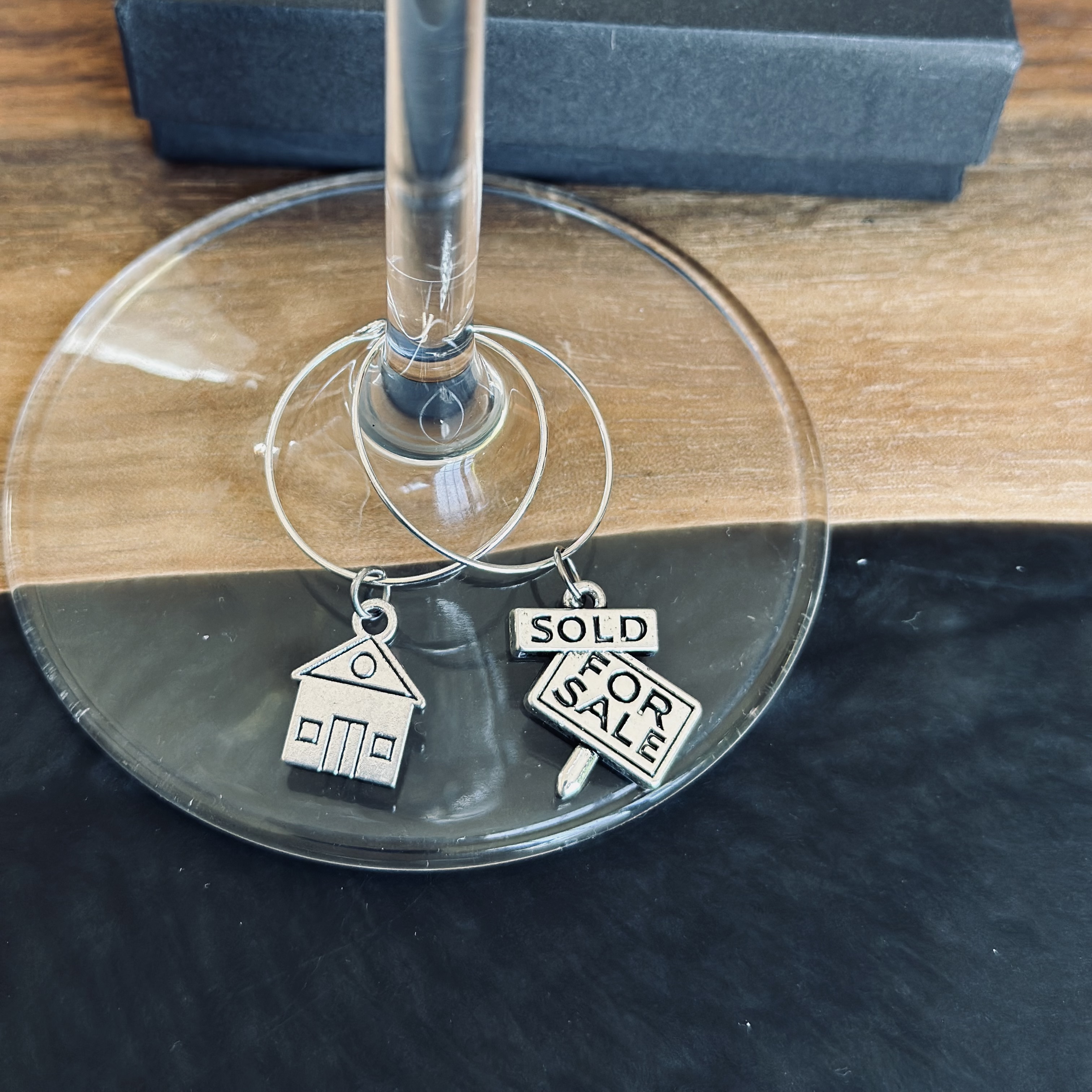Real Estate Homeowner Wine Glass Charm