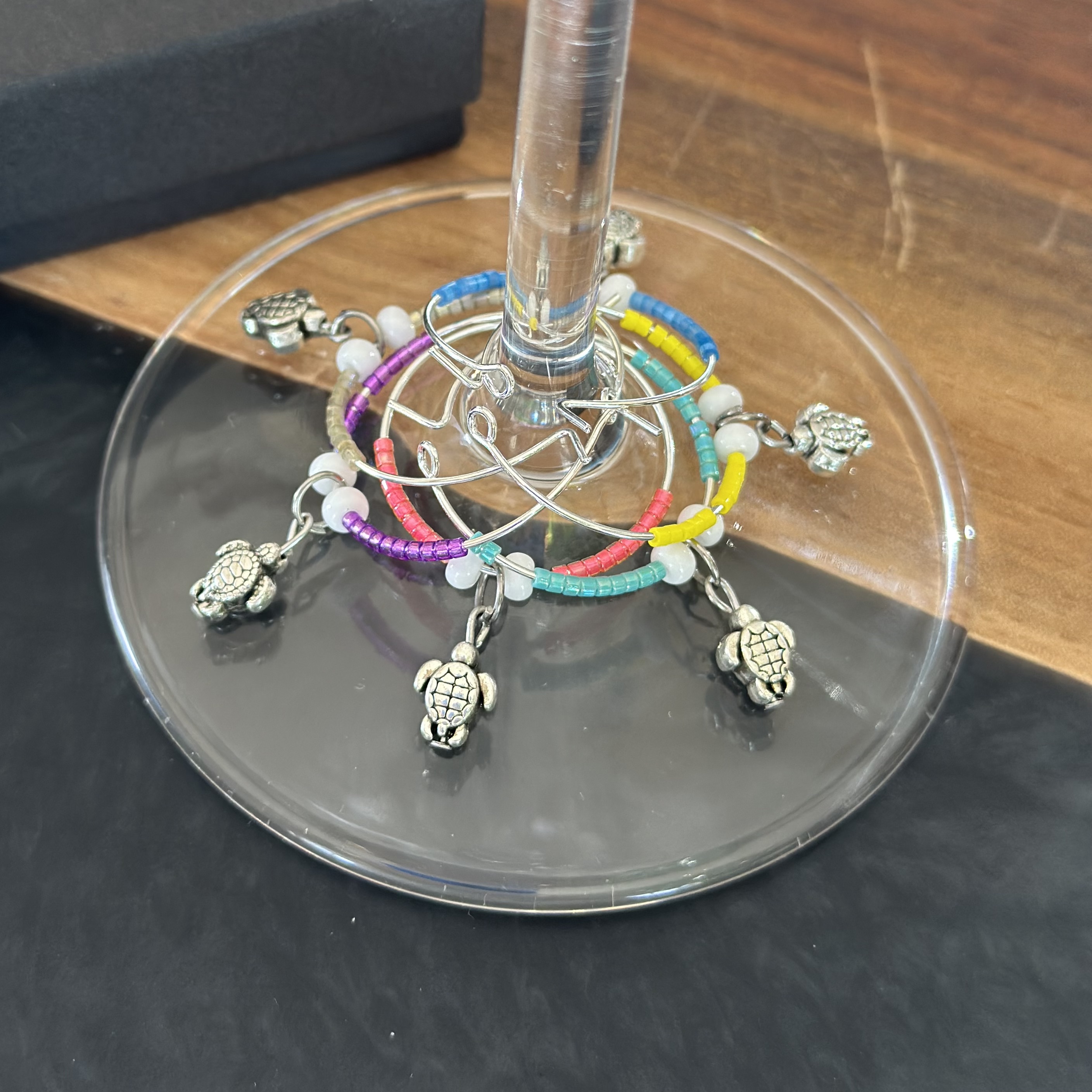 Colorful Sea Turtle Wine Charms
