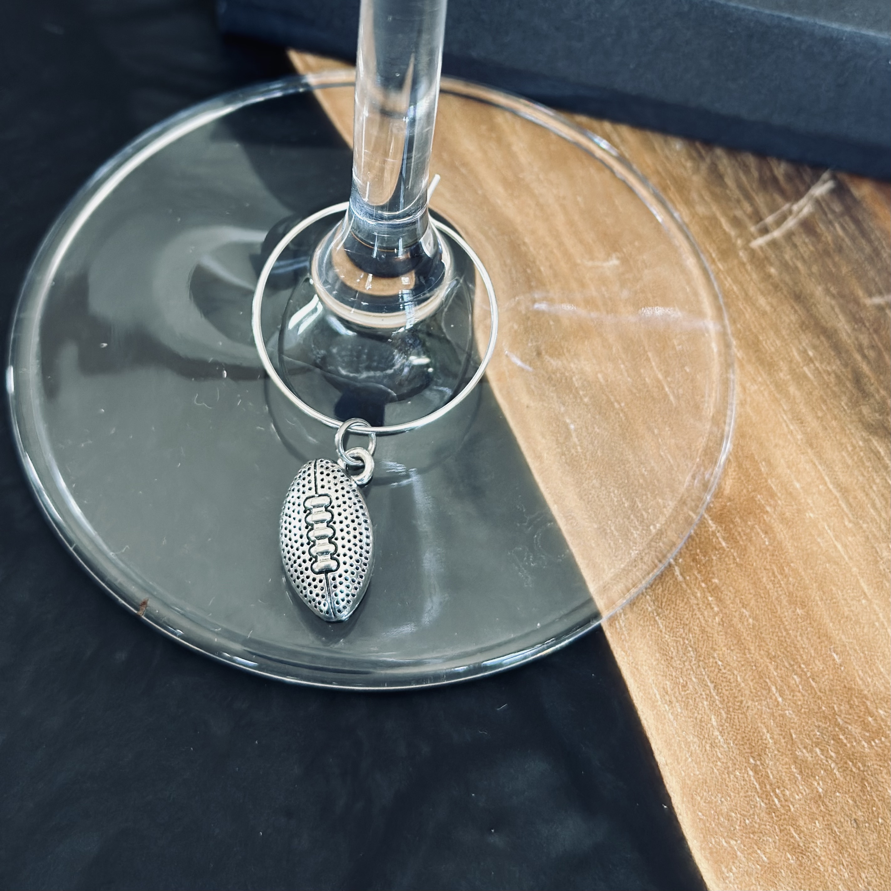 Football Wine Glass Charm