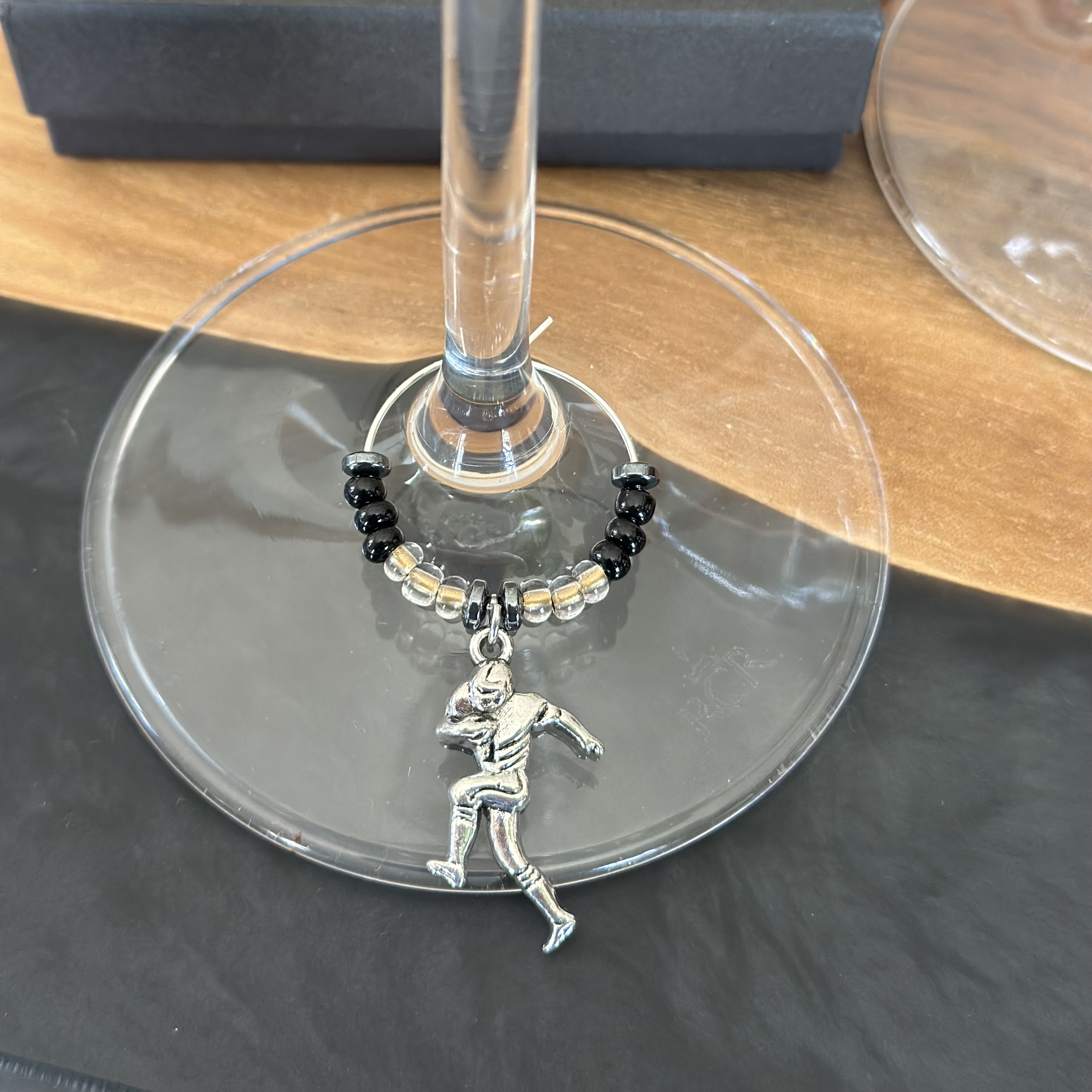 Football Player Wine Glass Charm